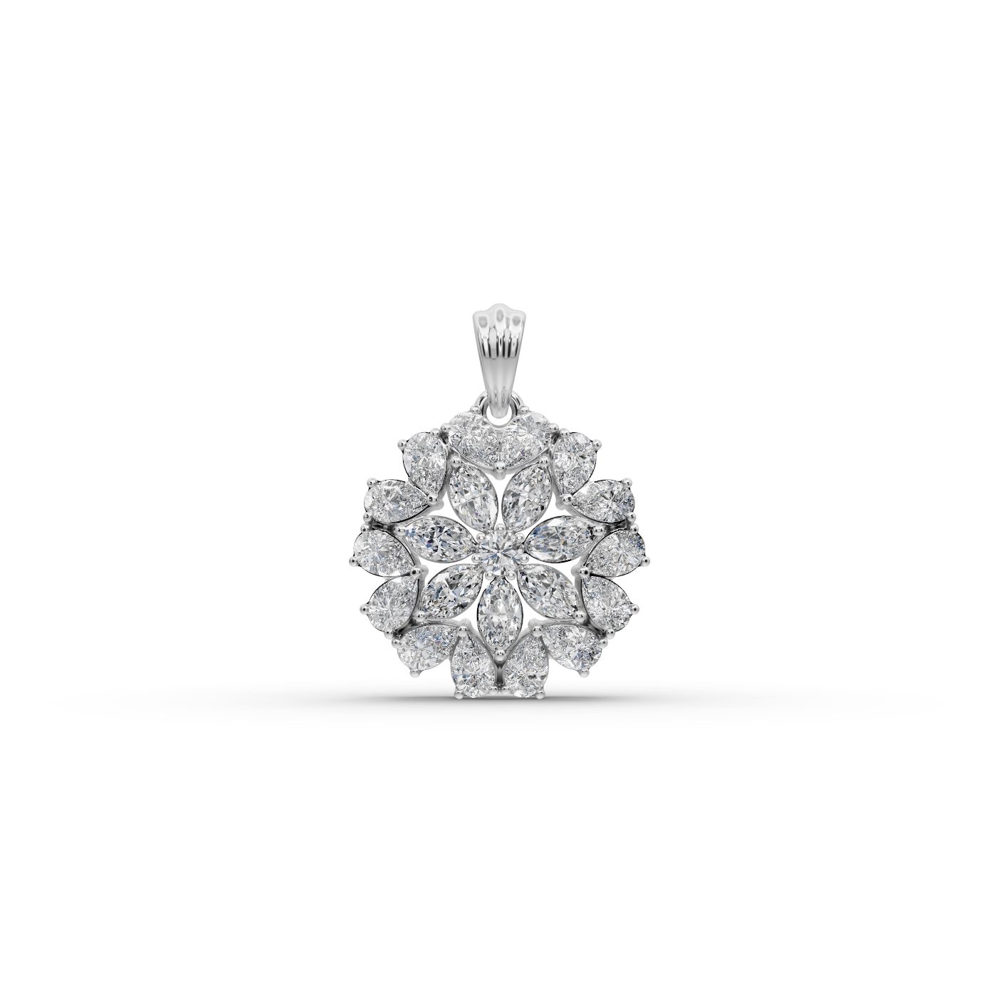 Brilliant Glow Pear Lab-Grown Diamond Cluster Pendant in white gold