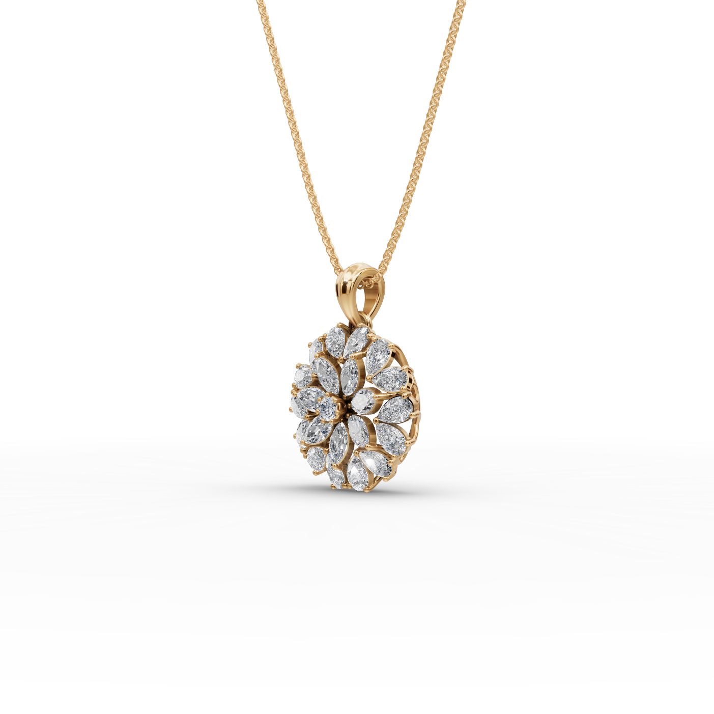 Brilliant Glow Pear Lab-Grown Diamond Cluster Pendant in yellow gold