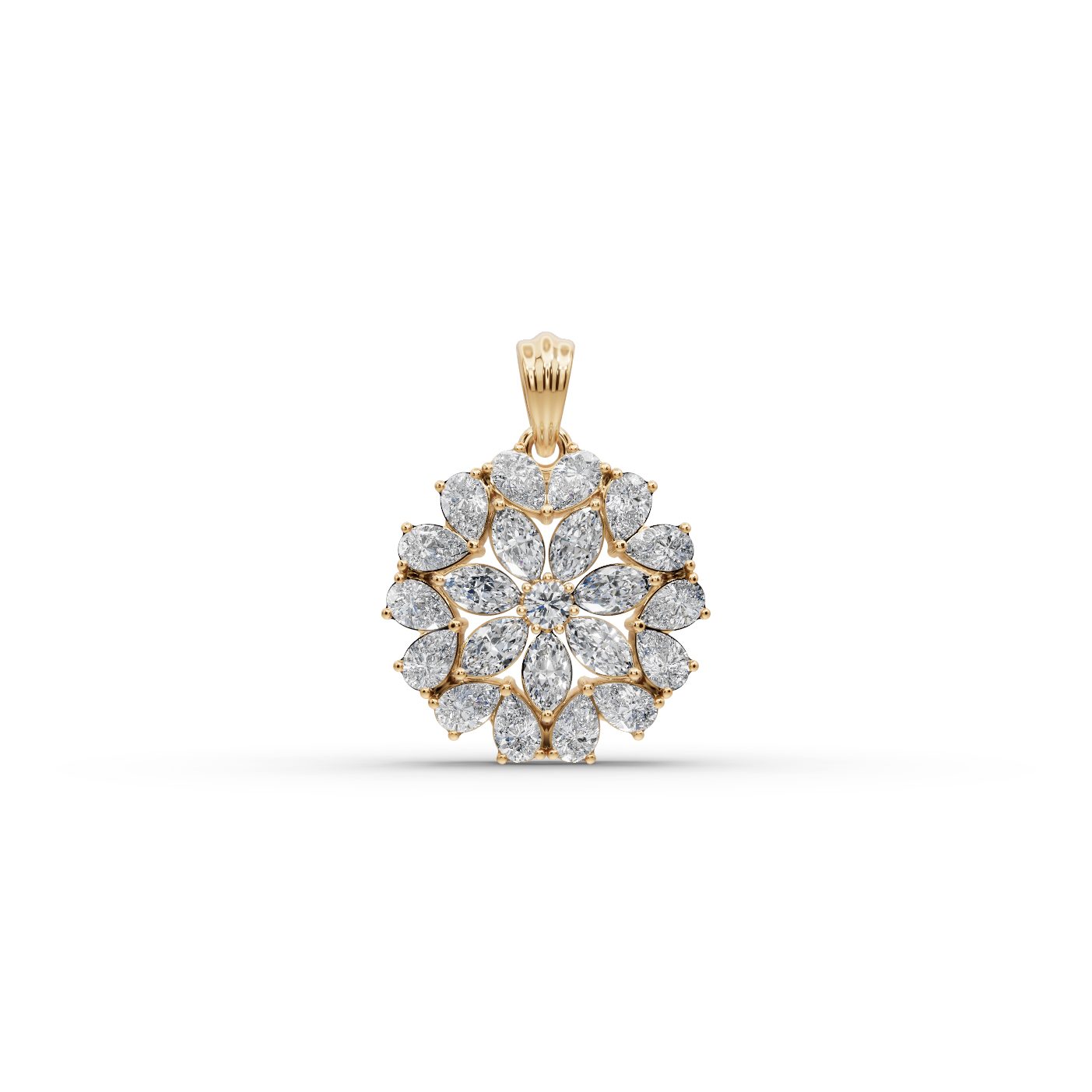 Brilliant Glow Pear Lab-Grown Diamond Cluster Pendant in yellow gold, set with lab-grown diamonds