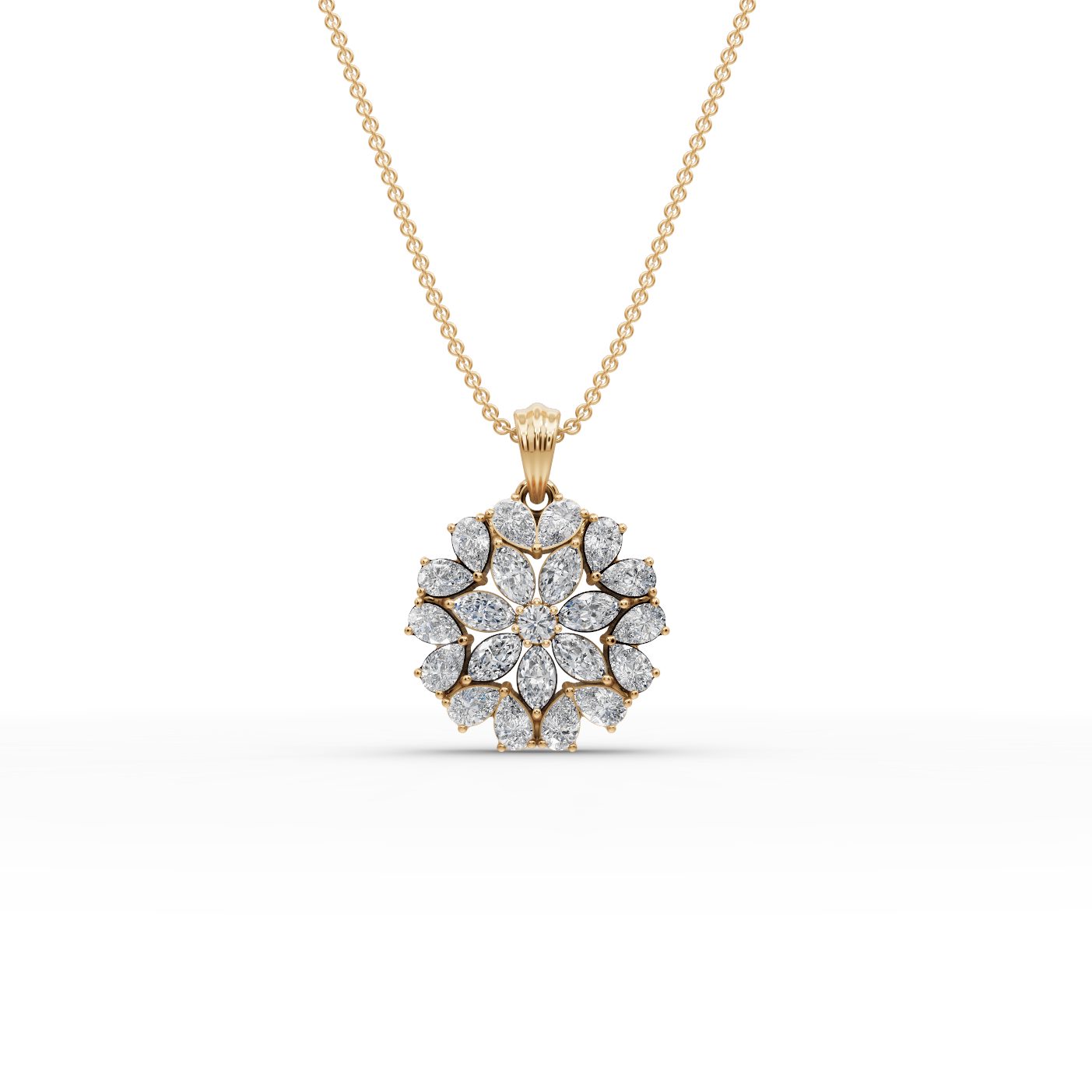 Brilliant Glow Pear Lab-Grown Diamond Cluster Pendant in yellow gold