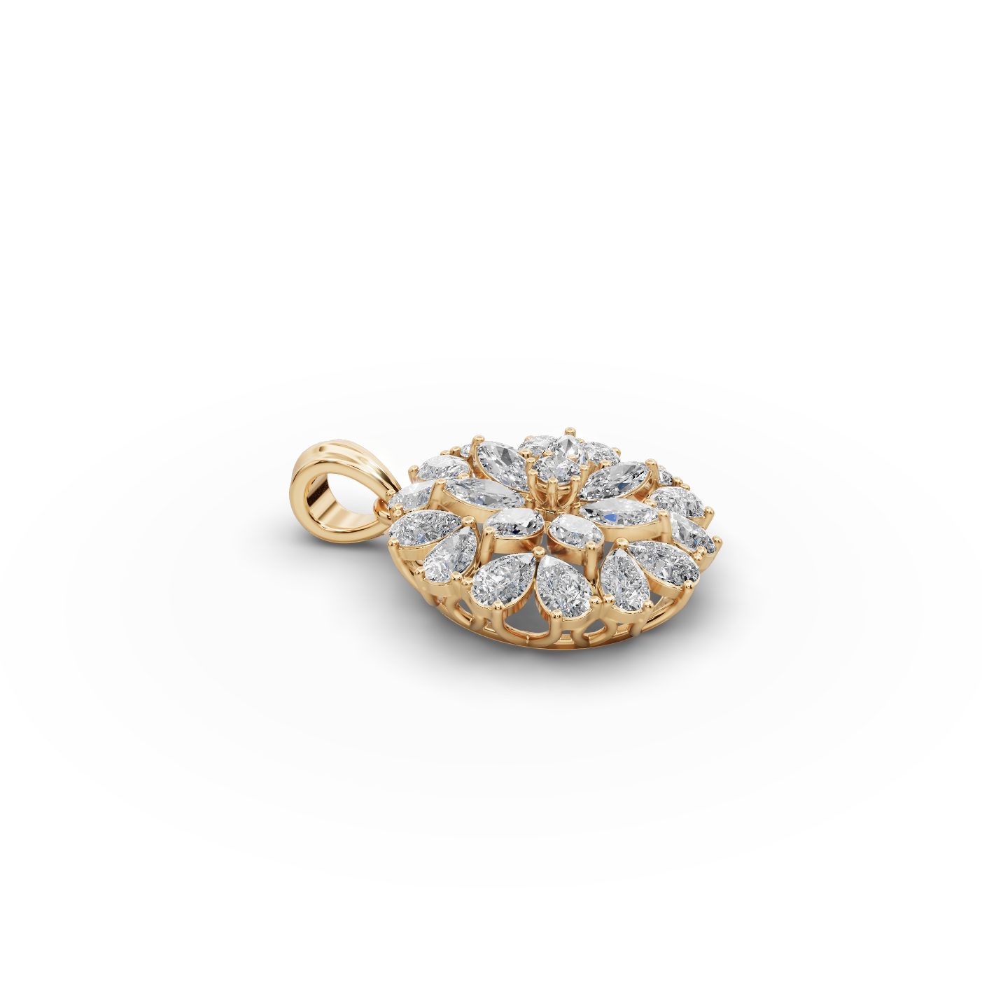 Brilliant Glow Pear Lab-Grown Diamond Cluster Pendant in yellow gold
