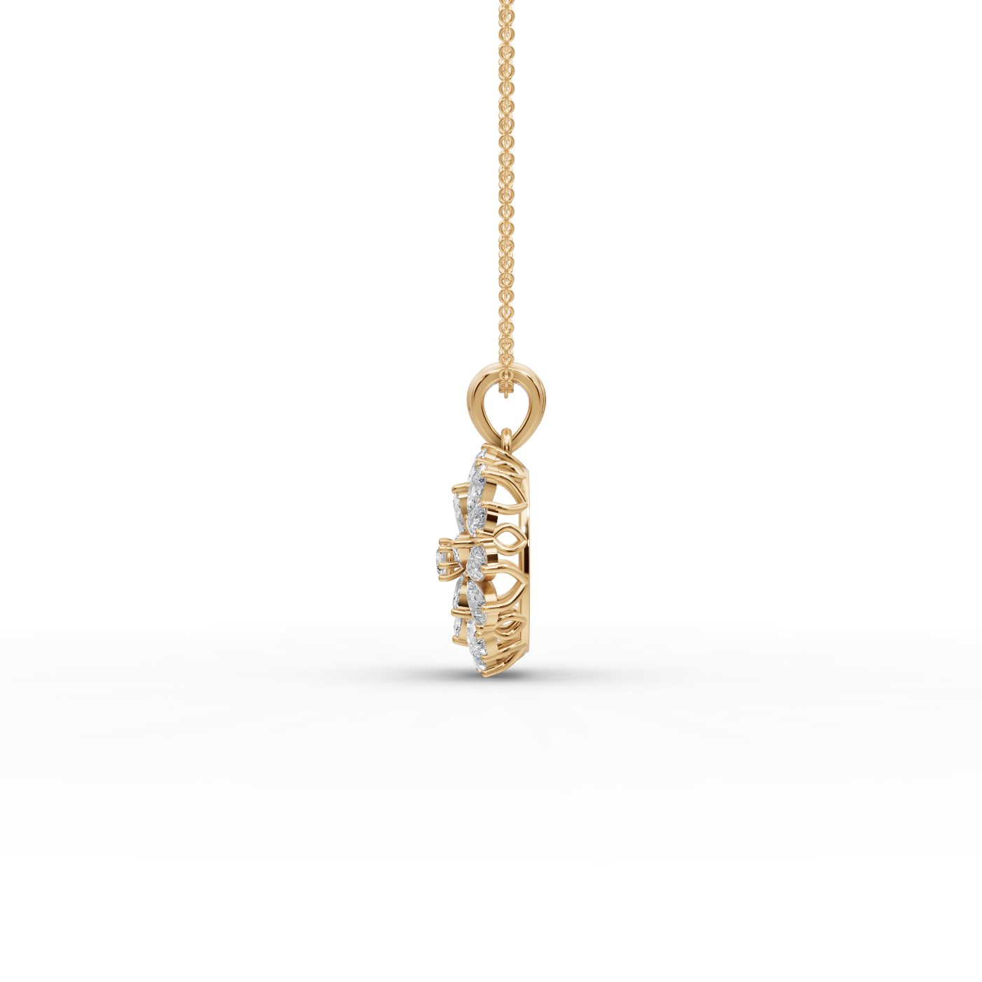 Brilliant Glow Pear Lab-Grown Diamond Cluster Pendant in yellow gold