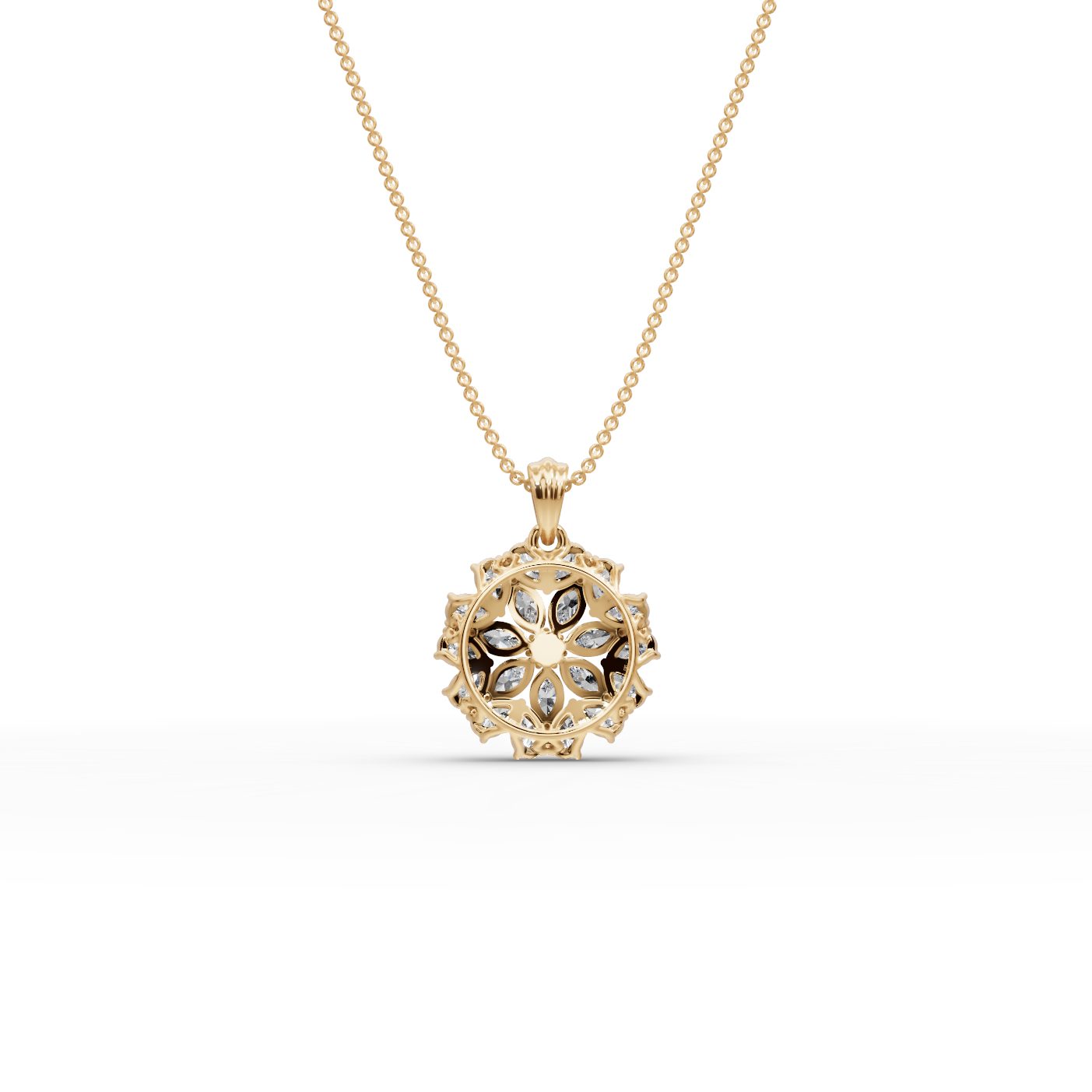 Brilliant Glow Pear Lab-Grown Diamond Cluster Pendant in yellow gold