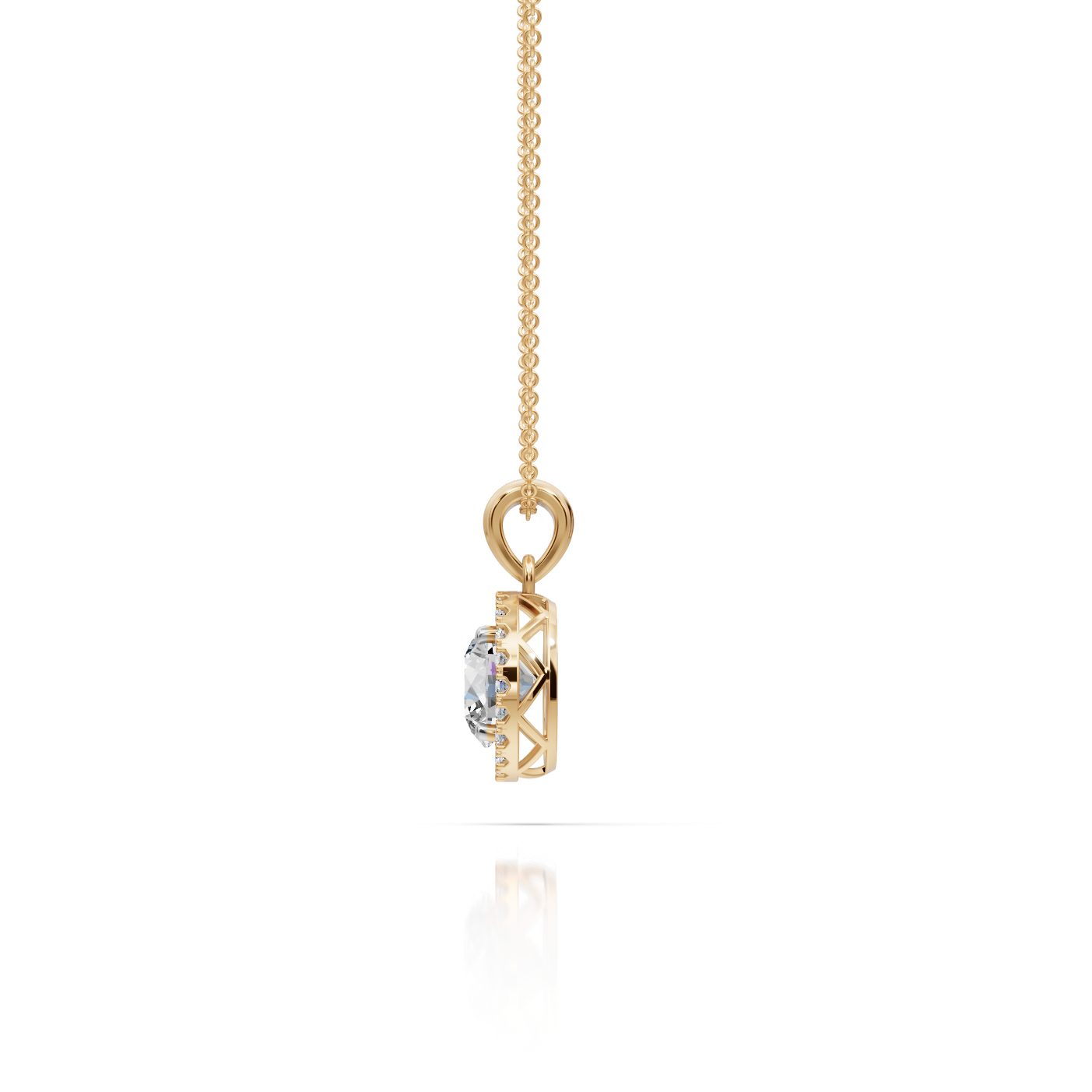 Majestic Line Round Lab-Grown Diamond Halo Pendant in yellow gold