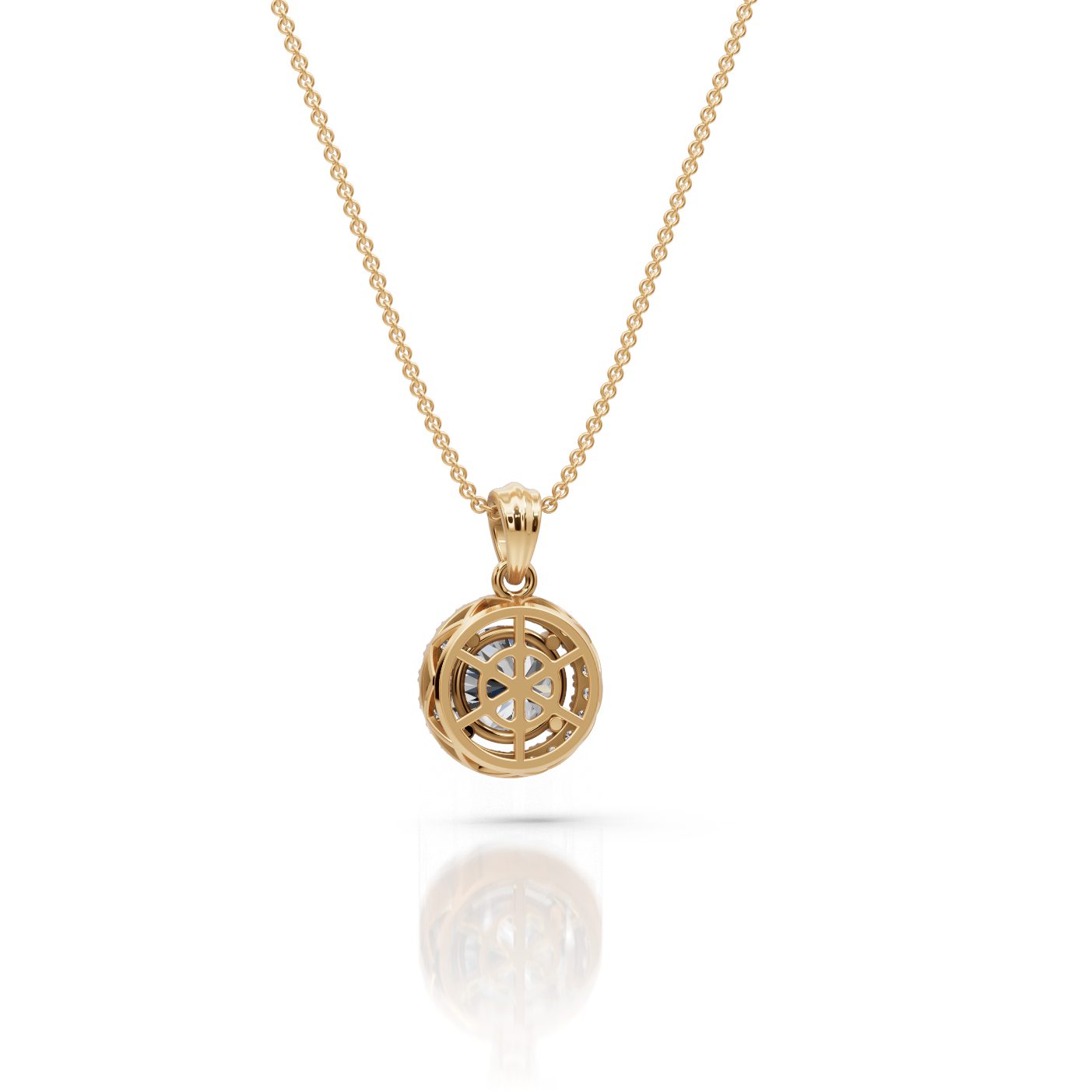 Majestic Line Round Lab-Grown Diamond Halo Pendant in yellow gold