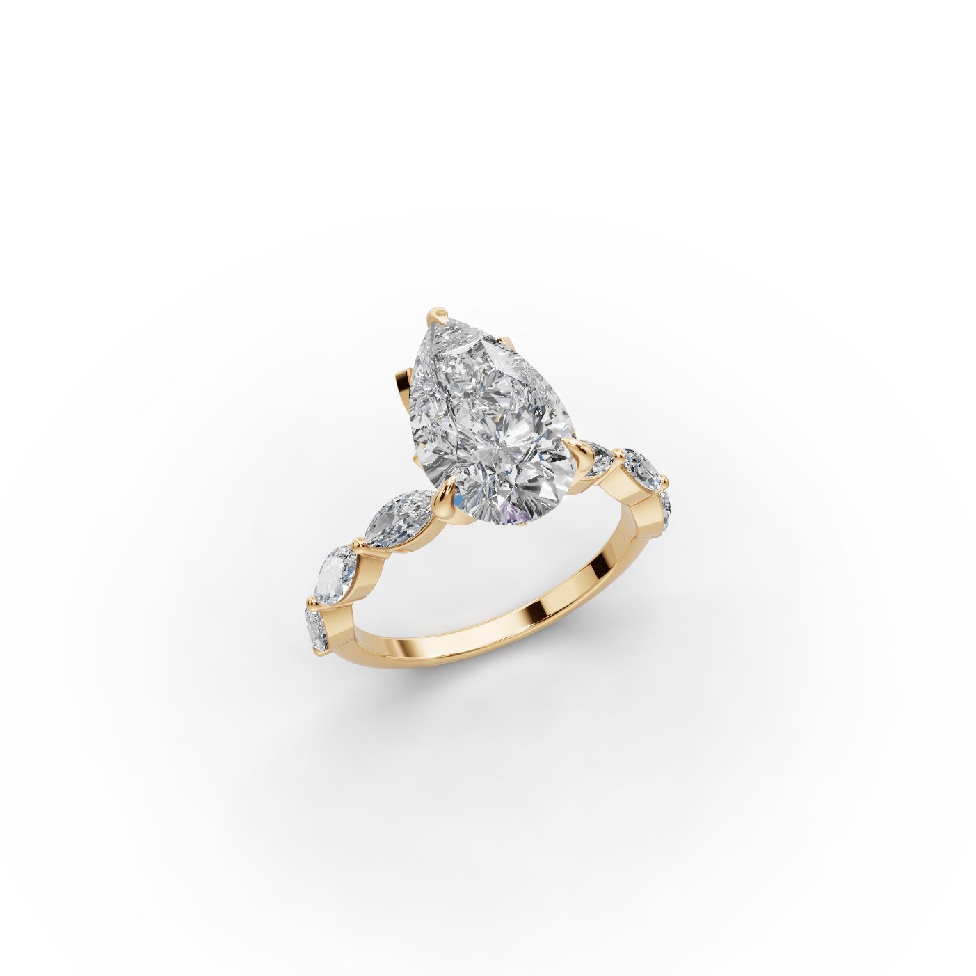 Pristine Dew Pear Lab-Grown Diamond Solitaire Ring in yellow gold