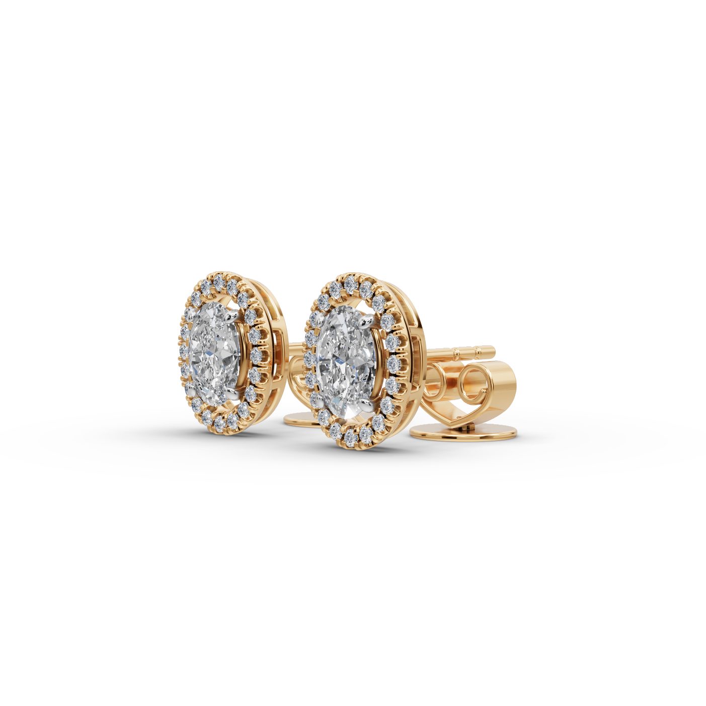 Morning Whisper Oval Lab-Grown Diamond Studs Earring in yellow gold