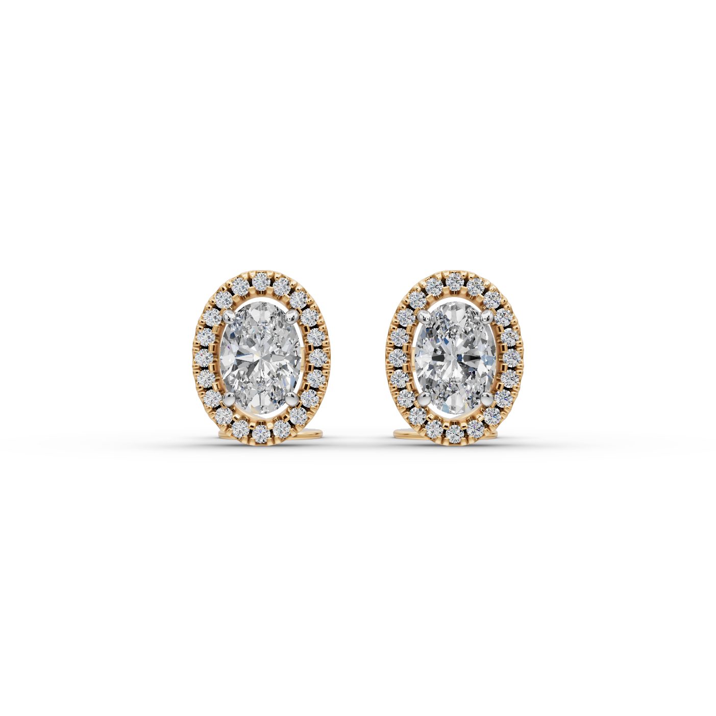 Morning Whisper Oval Lab-Grown Diamond Studs Earring in yellow gold, set with lab-grown diamonds