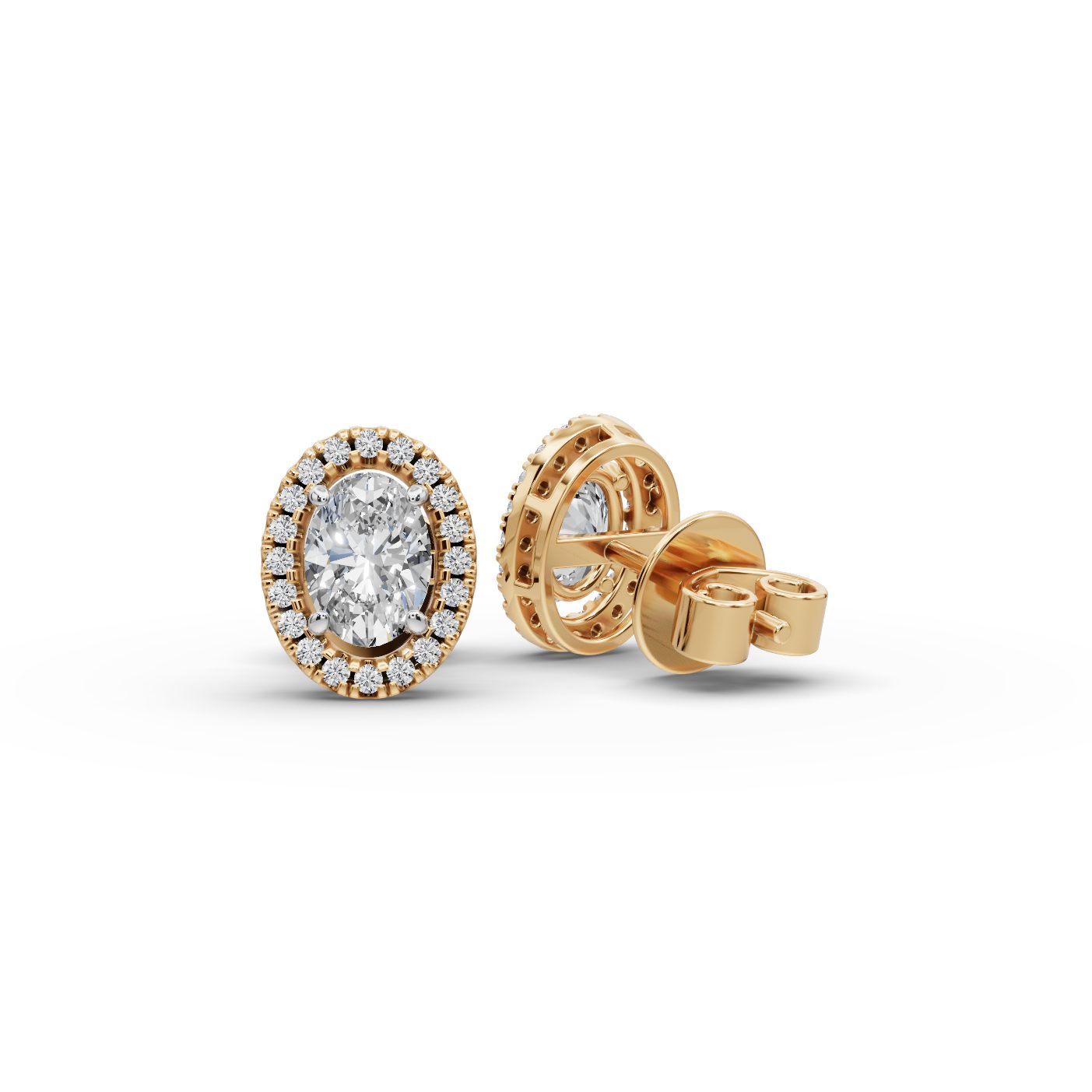 Morning Whisper Oval Lab-Grown Diamond Studs Earring in yellow gold