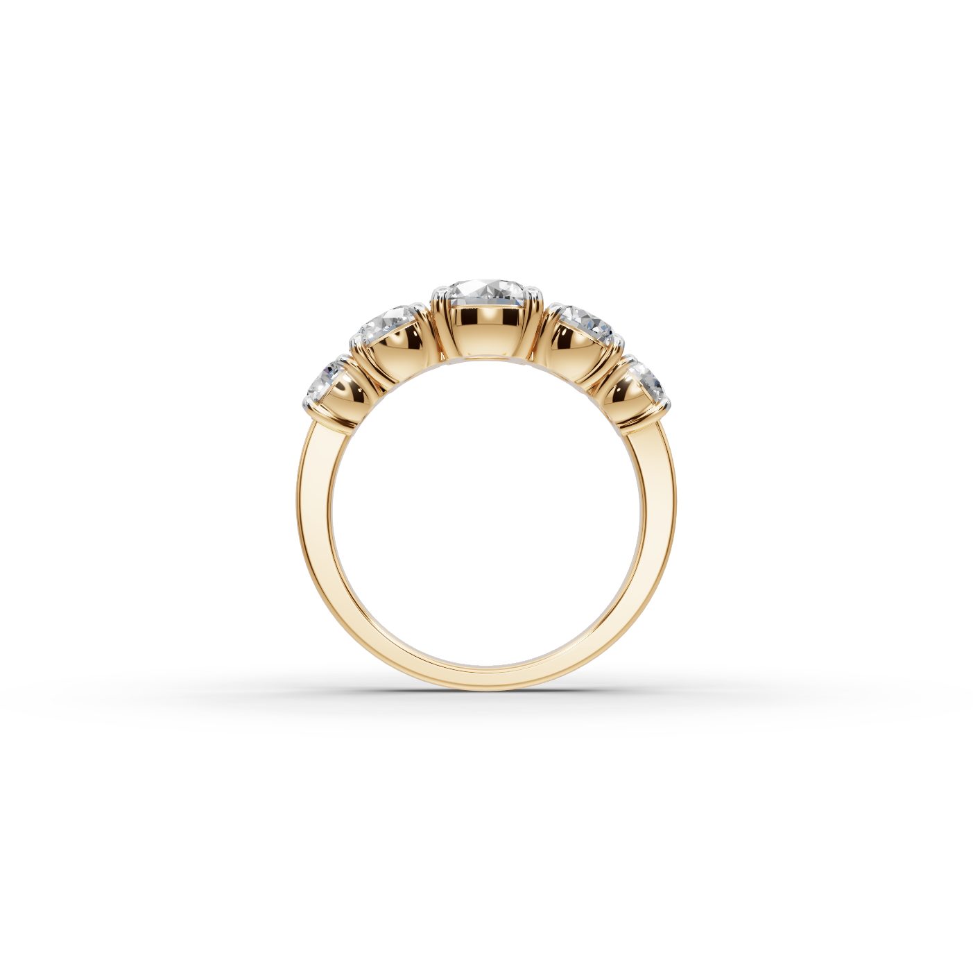 Royal Aura Round Lab-Grown Diamond Five Stone Ring in yellow gold
