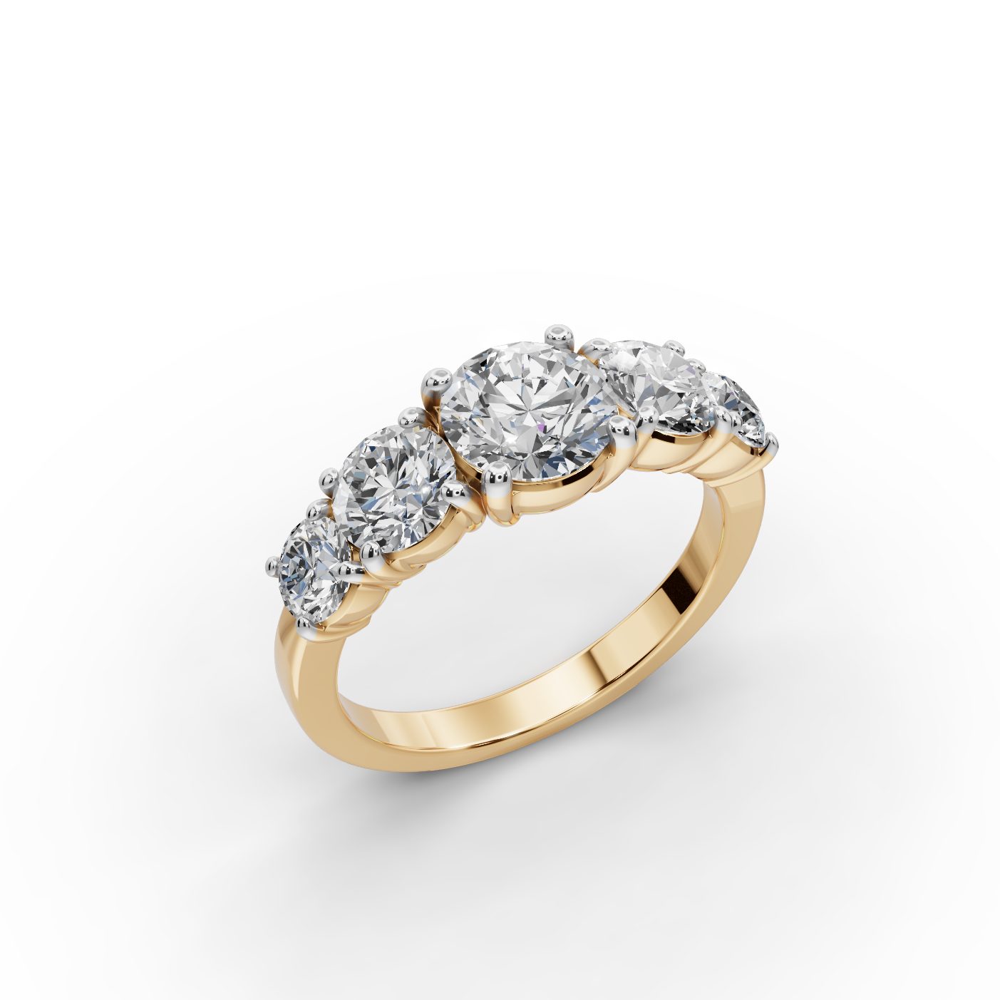 Royal Aura Round Lab-Grown Diamond Five Stone Ring in yellow gold