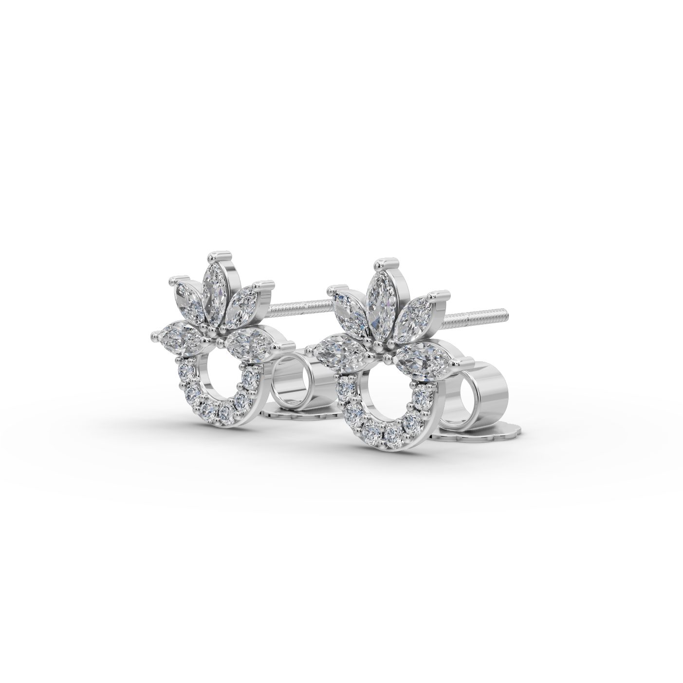 Iconic Sparkle Petal Cluster Stud Lab-Grown Diamond Silver Earring in silver