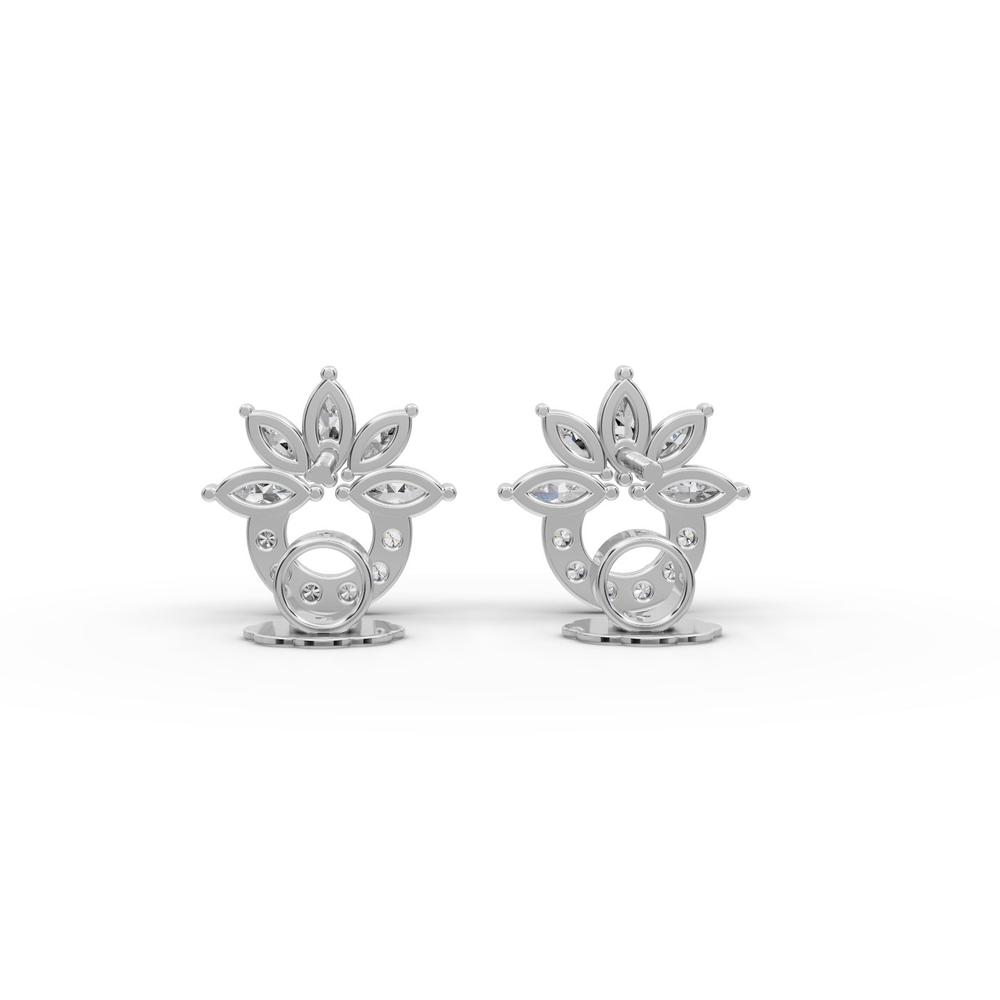 Iconic Sparkle Petal Cluster Stud Lab-Grown Diamond Silver Earring in silver