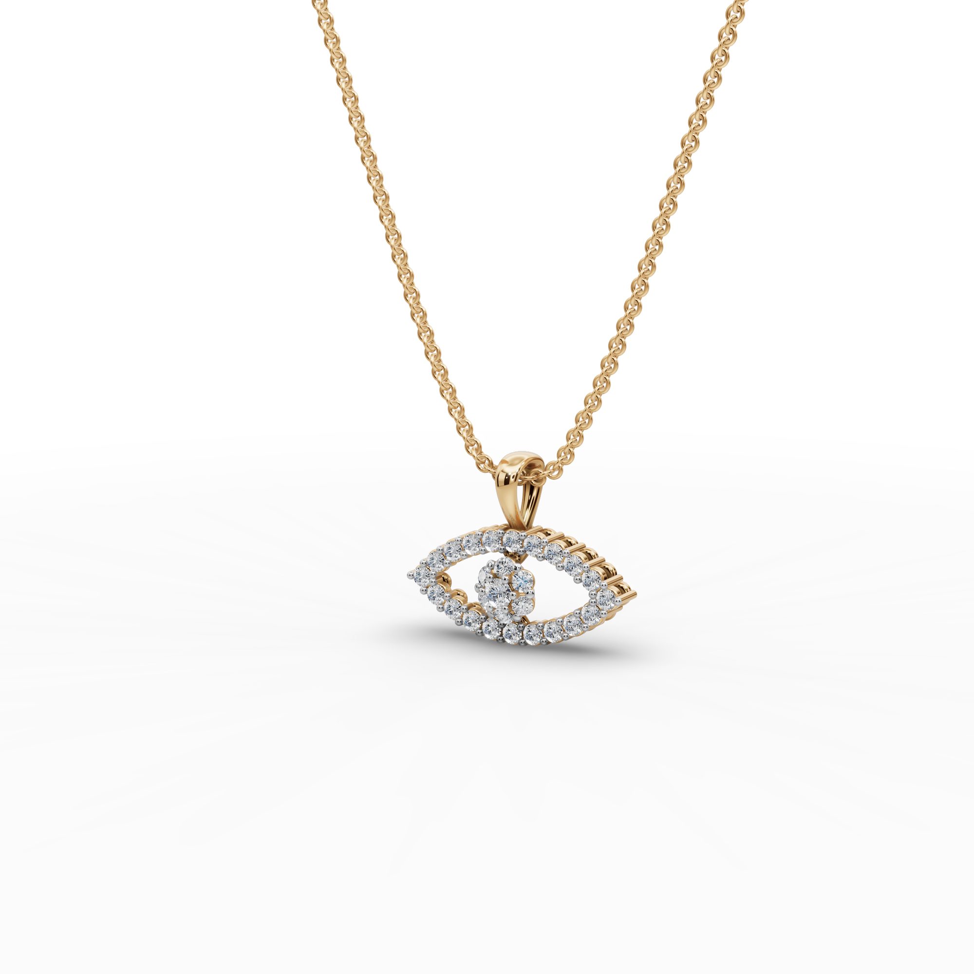 Serene Ember Evil Eye Lab-Grown Diamond Pendant in yellow gold