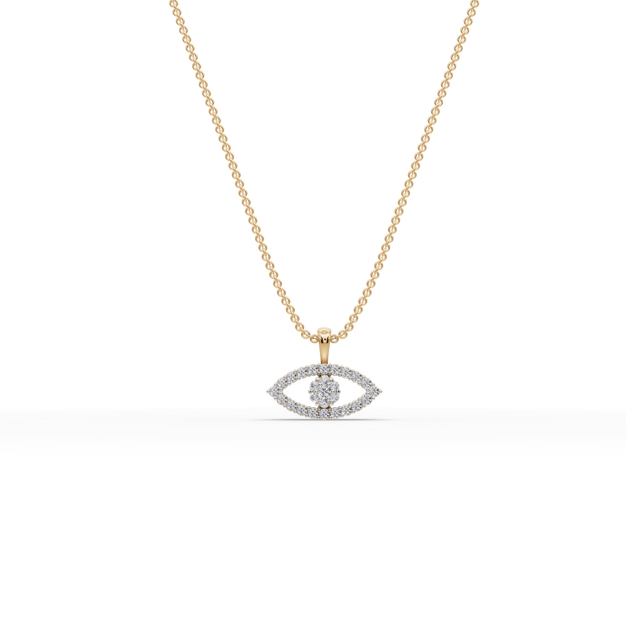 Serene Ember Evil Eye Lab-Grown Diamond Pendant in yellow gold