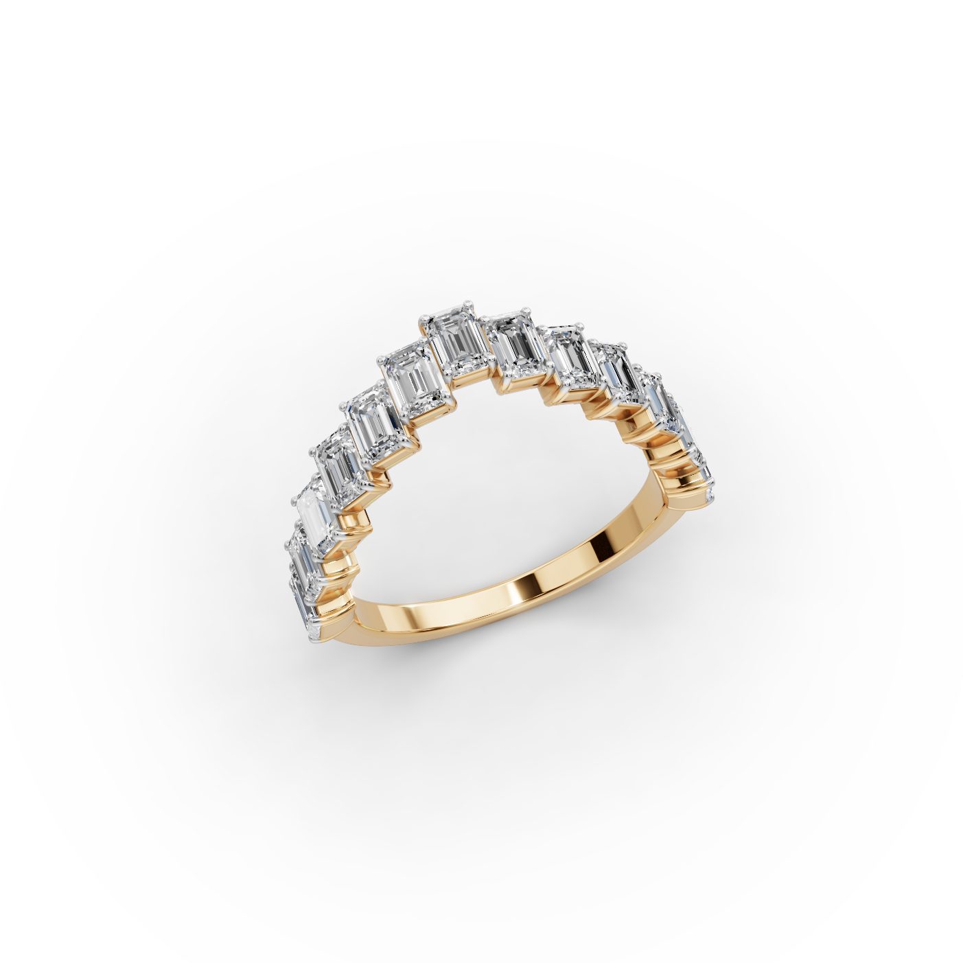 Enduring Light Emerald Lab-Grown Diamond Bands Ring in yellow gold
