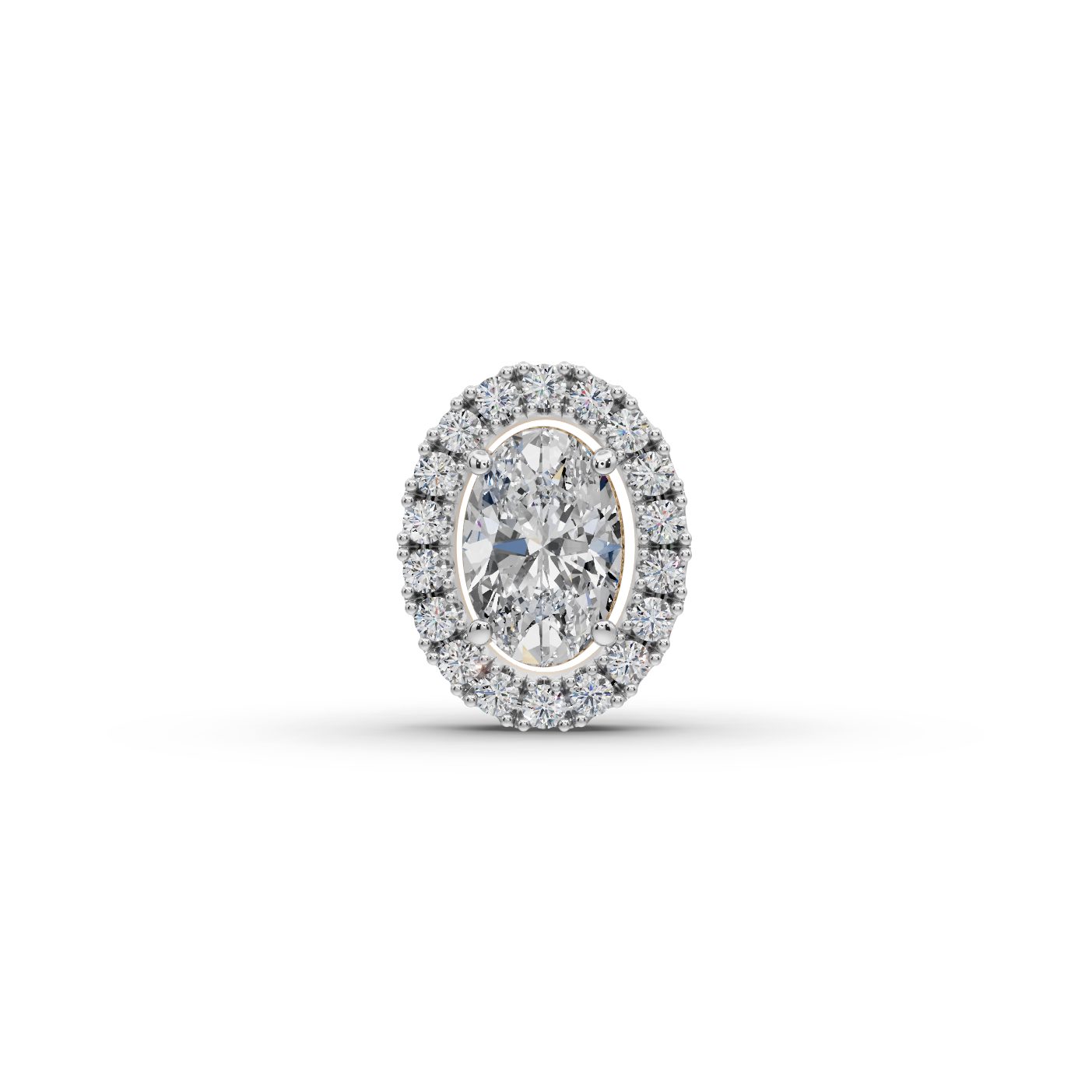 Classic Light Oval Lab-Grown Diamond Halo Pendant in yellow gold, set with lab-grown diamonds