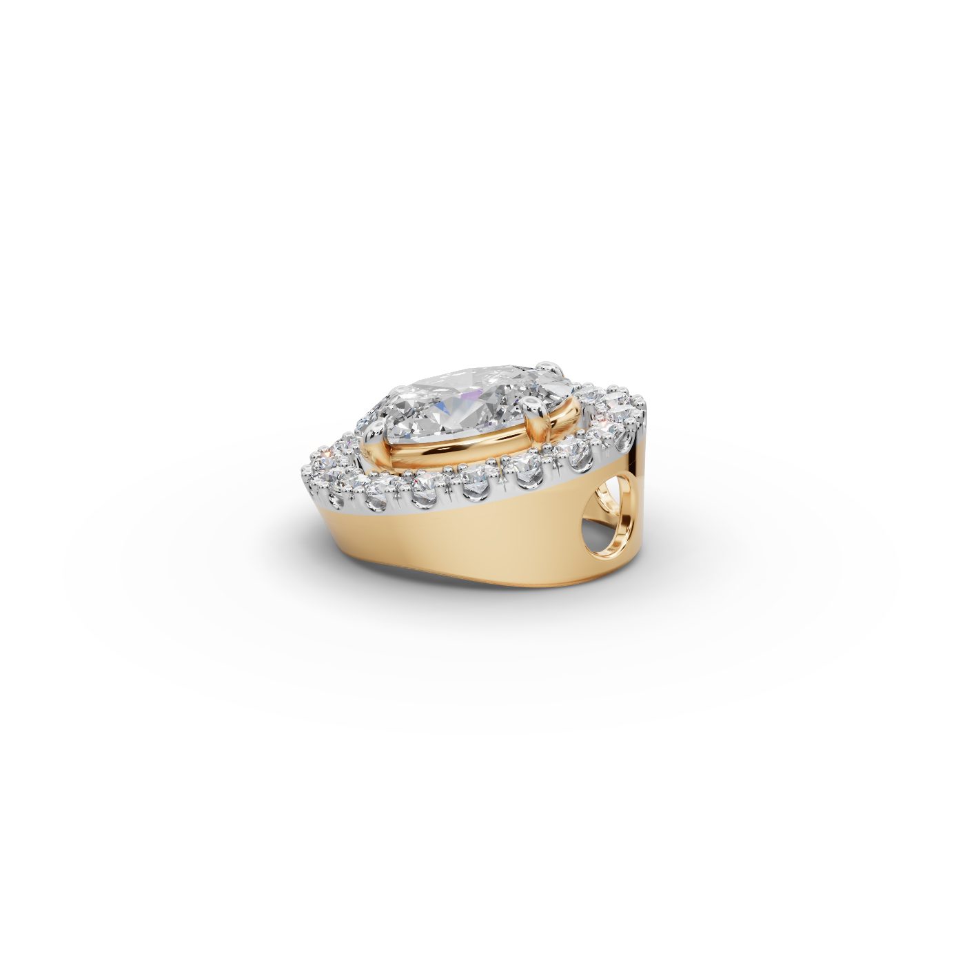 Classic Light Oval Lab-Grown Diamond Halo Pendant in yellow gold
