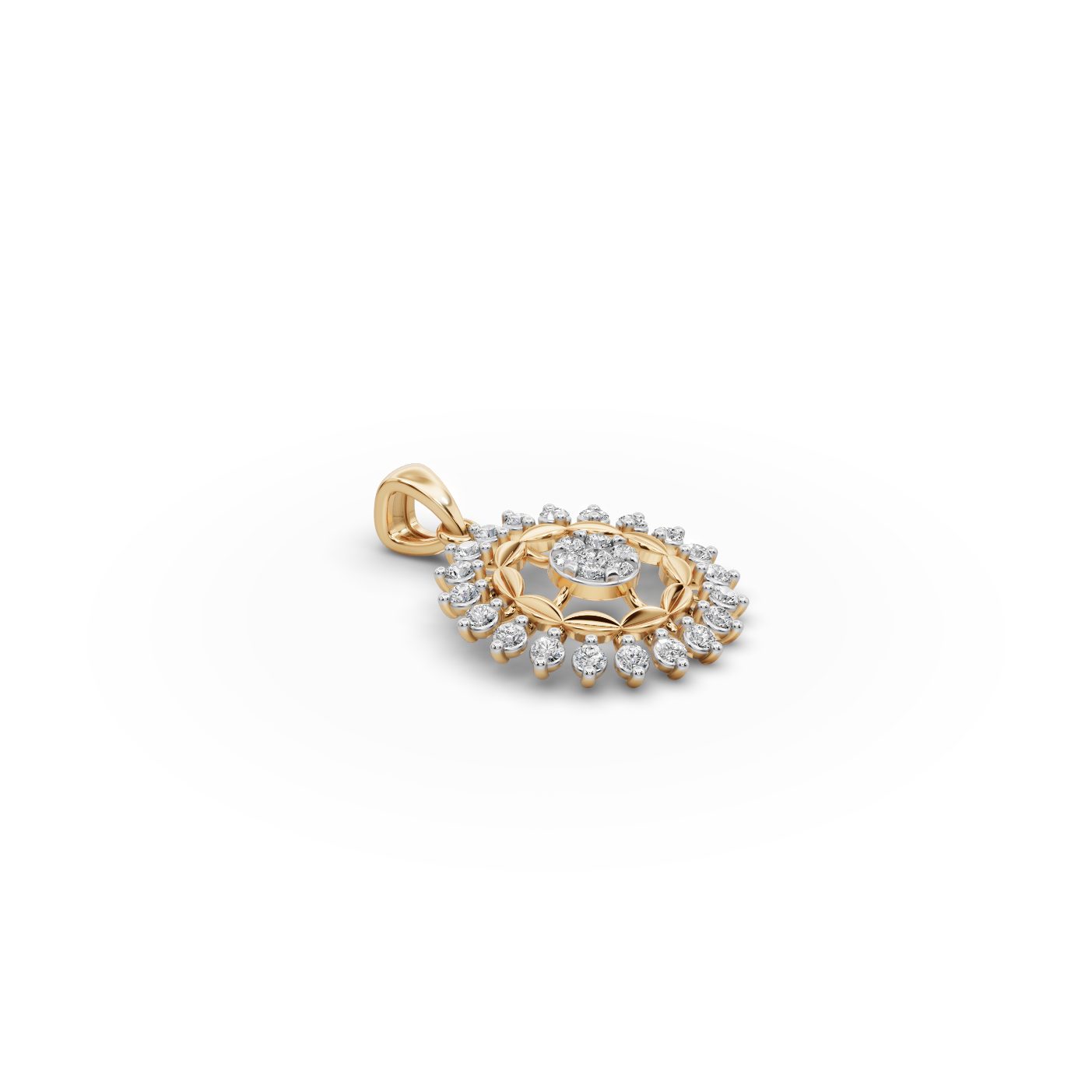 Radiant Glow Round Lab-Grown Diamond Cluster Pendant in yellow gold