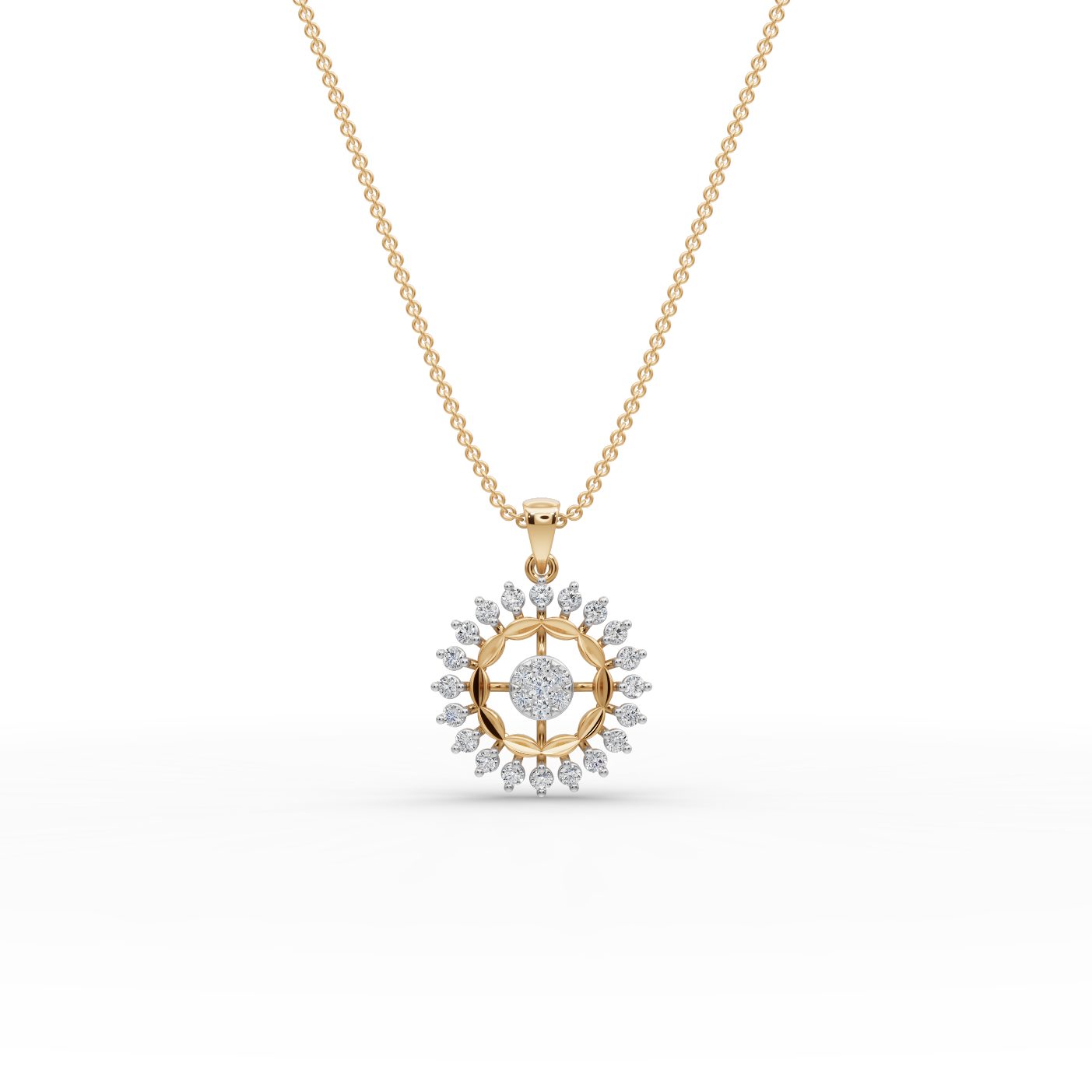 Radiant Glow Round Lab-Grown Diamond Cluster Pendant in yellow gold