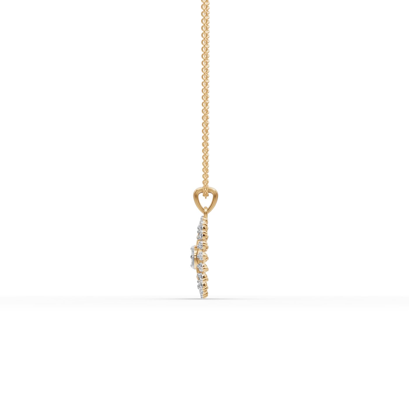 Radiant Glow Round Lab-Grown Diamond Cluster Pendant in yellow gold
