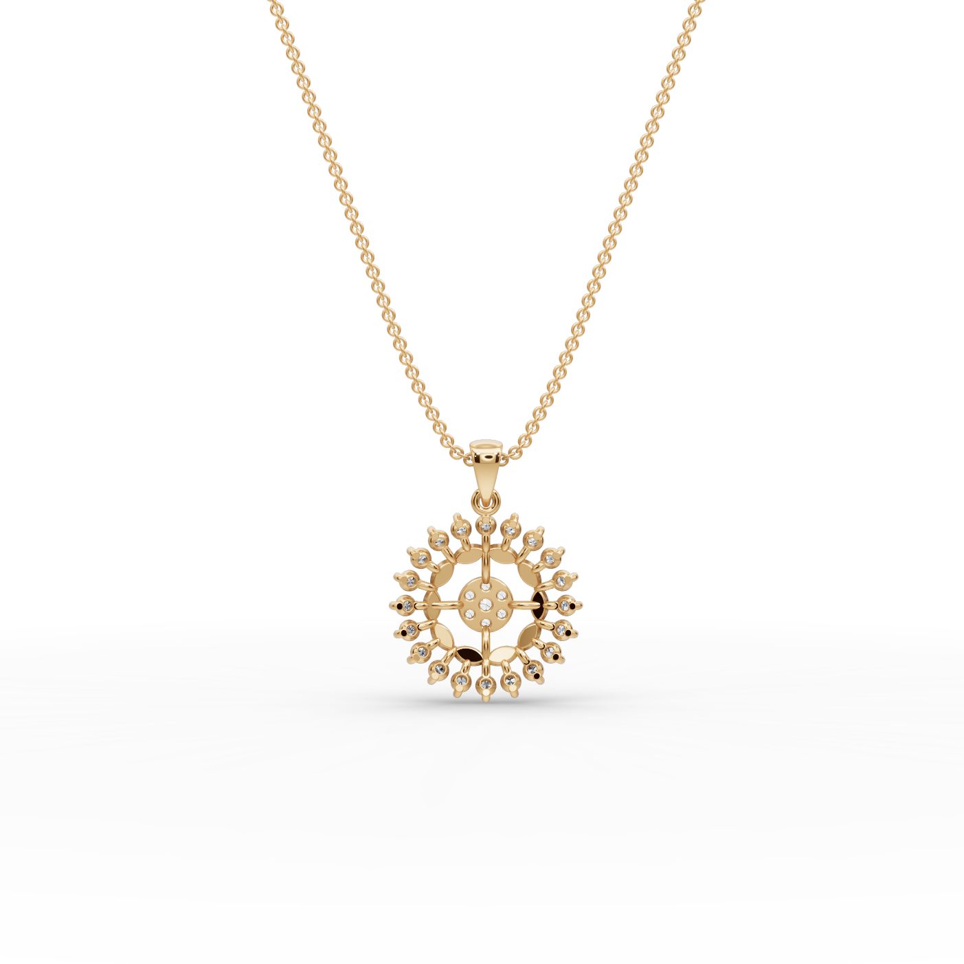 Radiant Glow Round Lab-Grown Diamond Cluster Pendant in yellow gold