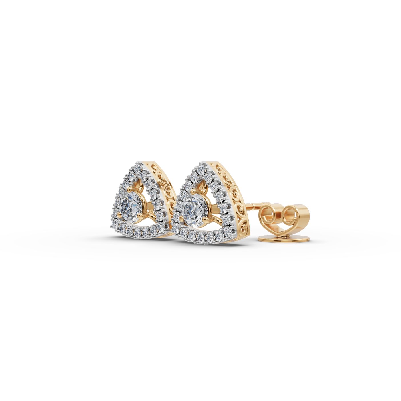Endless Signature Round Lab-Grown Diamond Studs Earring in yellow gold
