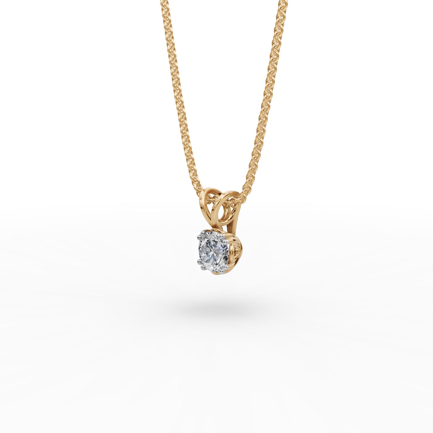 Delicate Ember Round Lab-Grown Diamond Solitaire Pendant in yellow gold