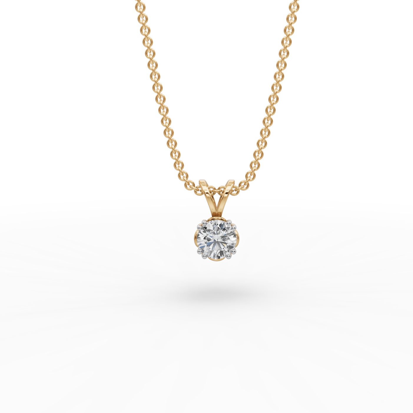 Delicate Ember Round Lab-Grown Diamond Solitaire Pendant in yellow gold