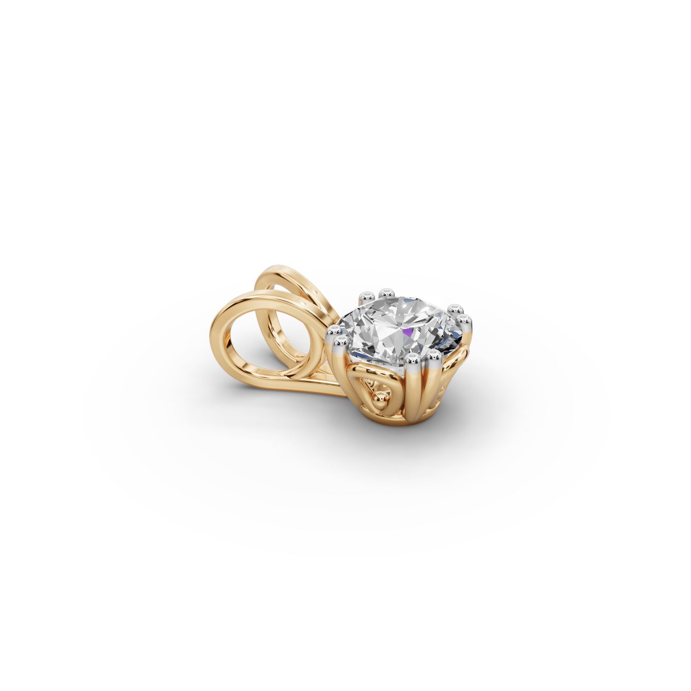 Delicate Ember Round Lab-Grown Diamond Solitaire Pendant in yellow gold