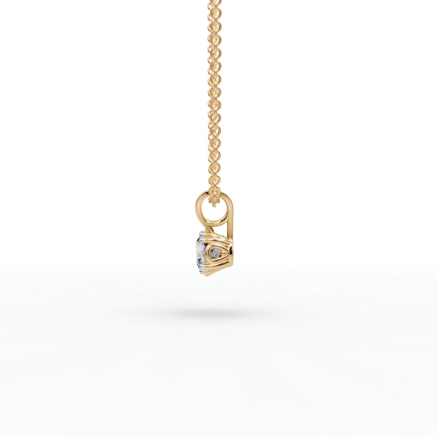 Delicate Ember Round Lab-Grown Diamond Solitaire Pendant in yellow gold