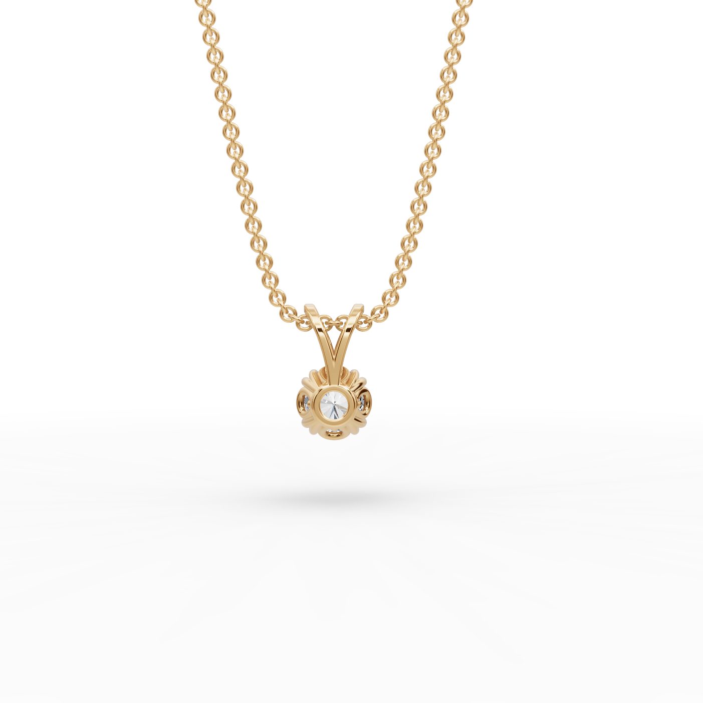 Delicate Ember Round Lab-Grown Diamond Solitaire Pendant in yellow gold