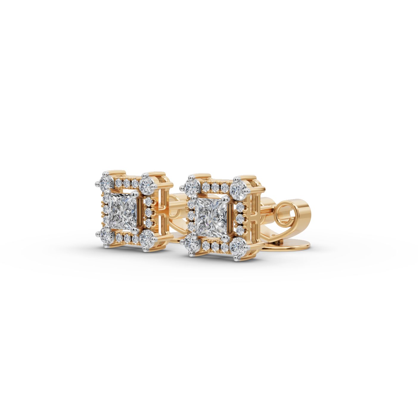 Eternal Line Princess Lab-Grown Diamond Studs Earring in yellow gold