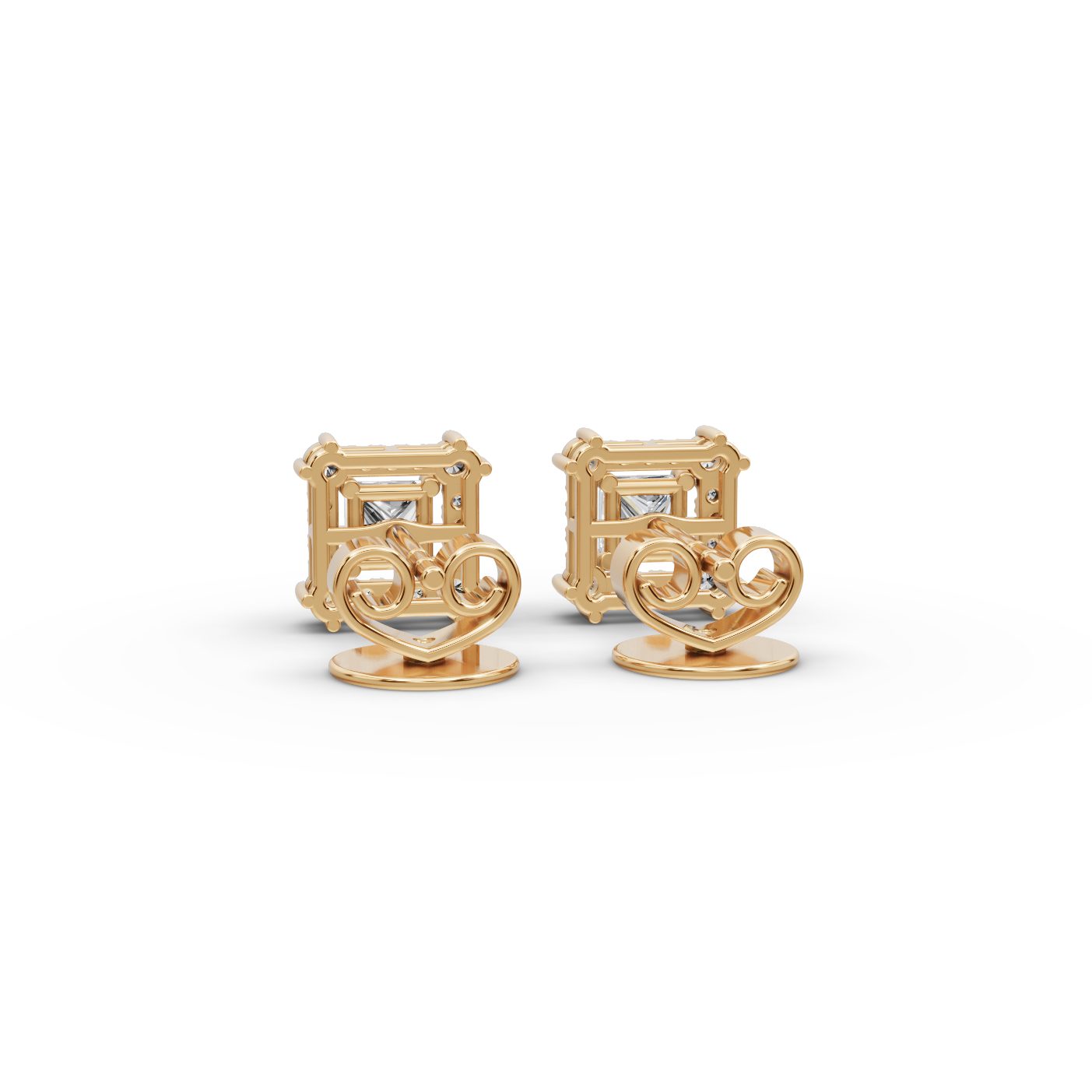 Eternal Line Princess Lab-Grown Diamond Studs Earring in yellow gold