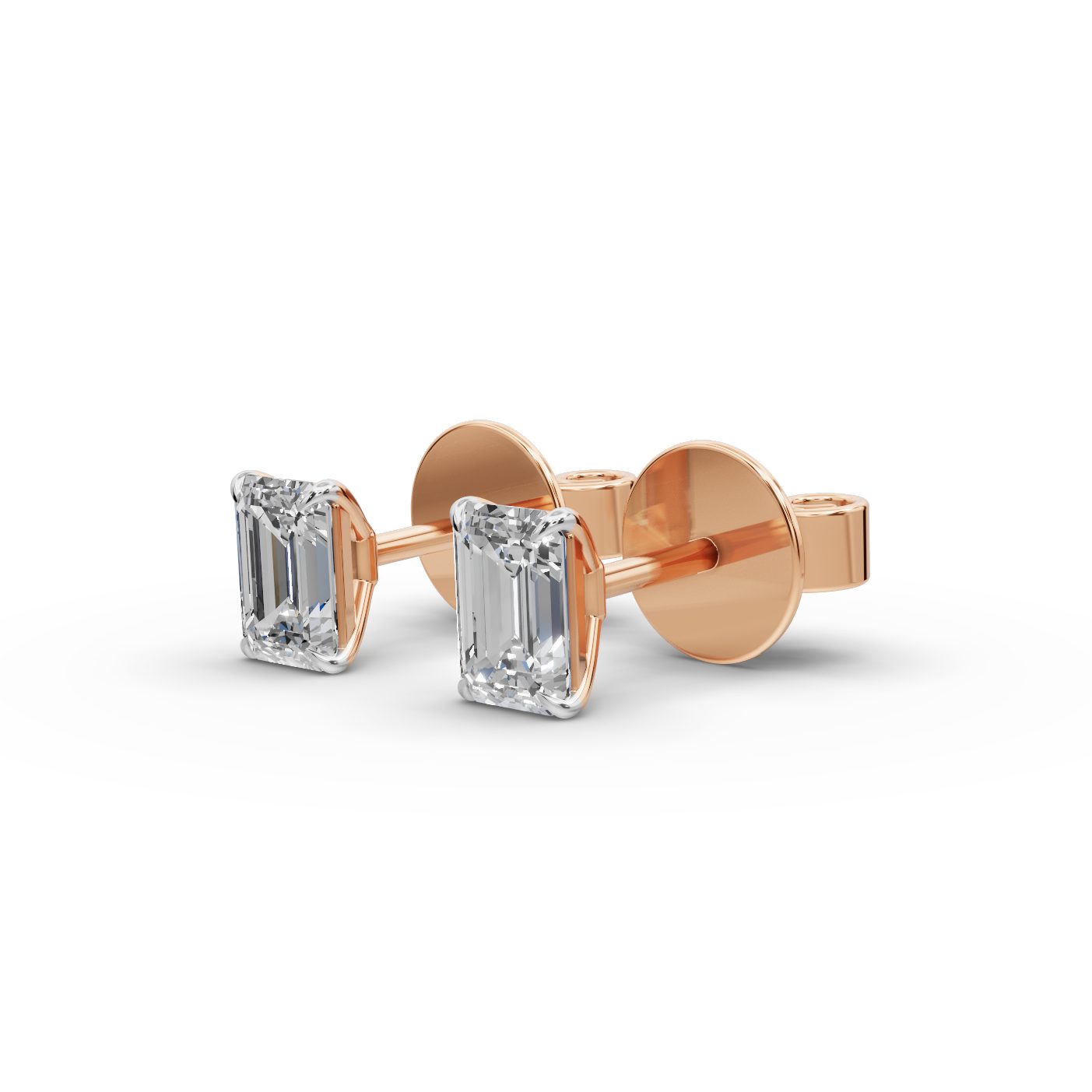 Majestic Dew Emerald Lab-Grown Diamond Studs Earring in rose gold