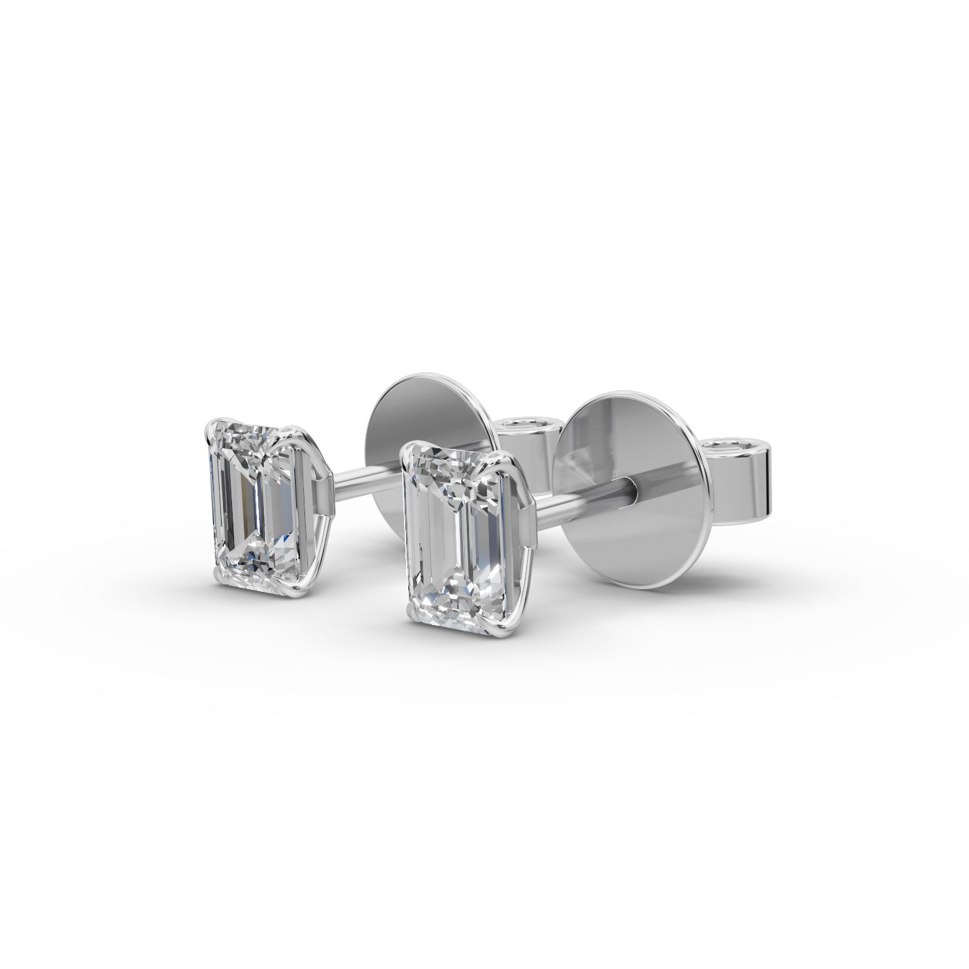 Majestic Dew Emerald Lab-Grown Diamond Studs Earring in white gold