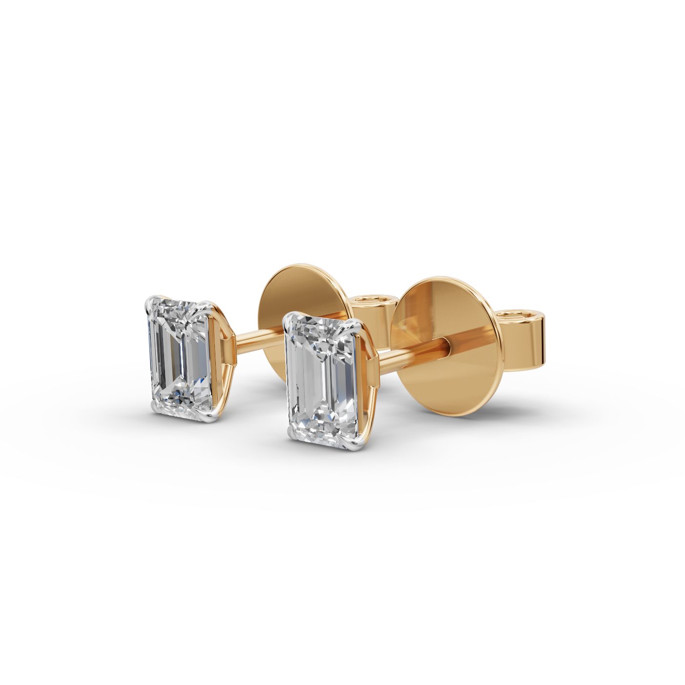 Majestic Dew Emerald Lab-Grown Diamond Studs Earring in yellow gold, set with lab-grown diamonds