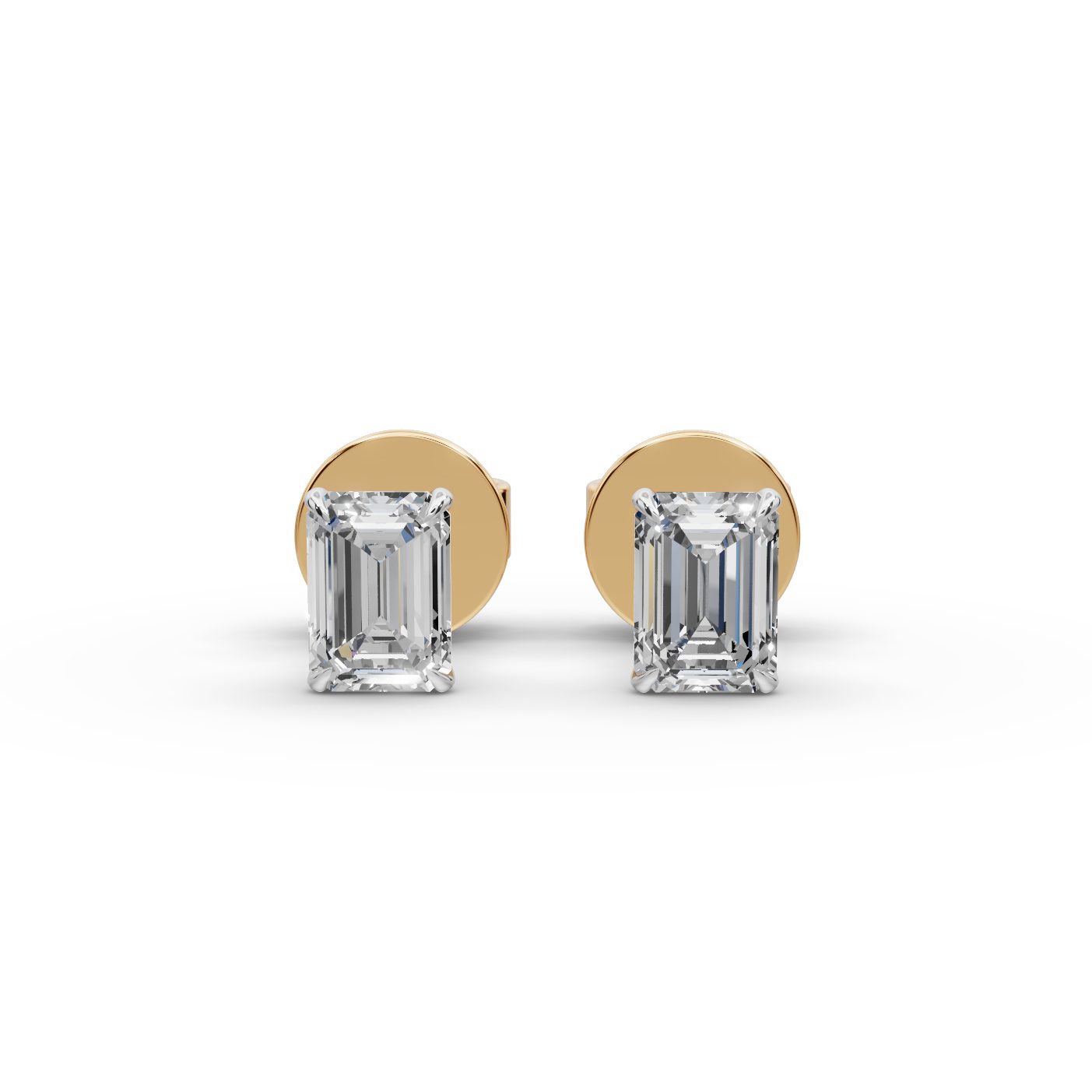 Majestic Dew Emerald Lab-Grown Diamond Studs Earring in yellow gold