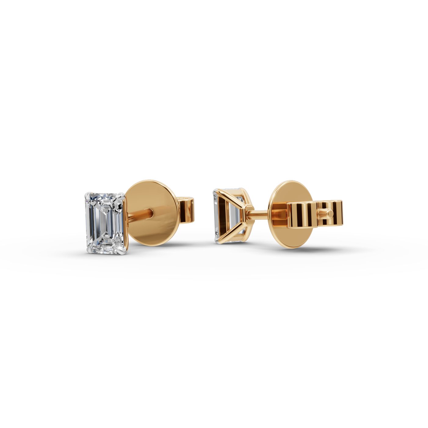 Majestic Dew Emerald Lab-Grown Diamond Studs Earring in yellow gold