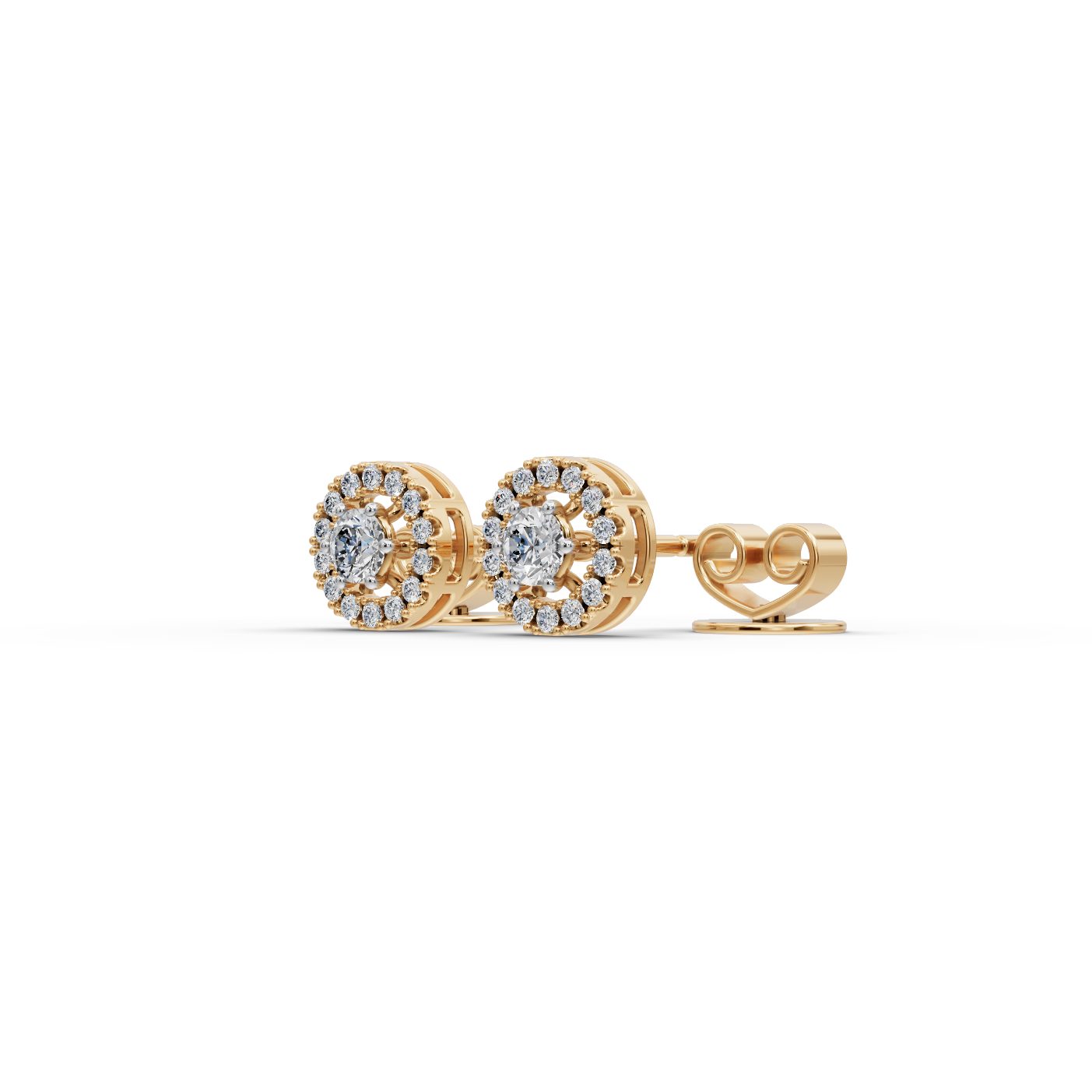Majestic Aura Round Lab-Grown Diamond Studs Earring in yellow gold