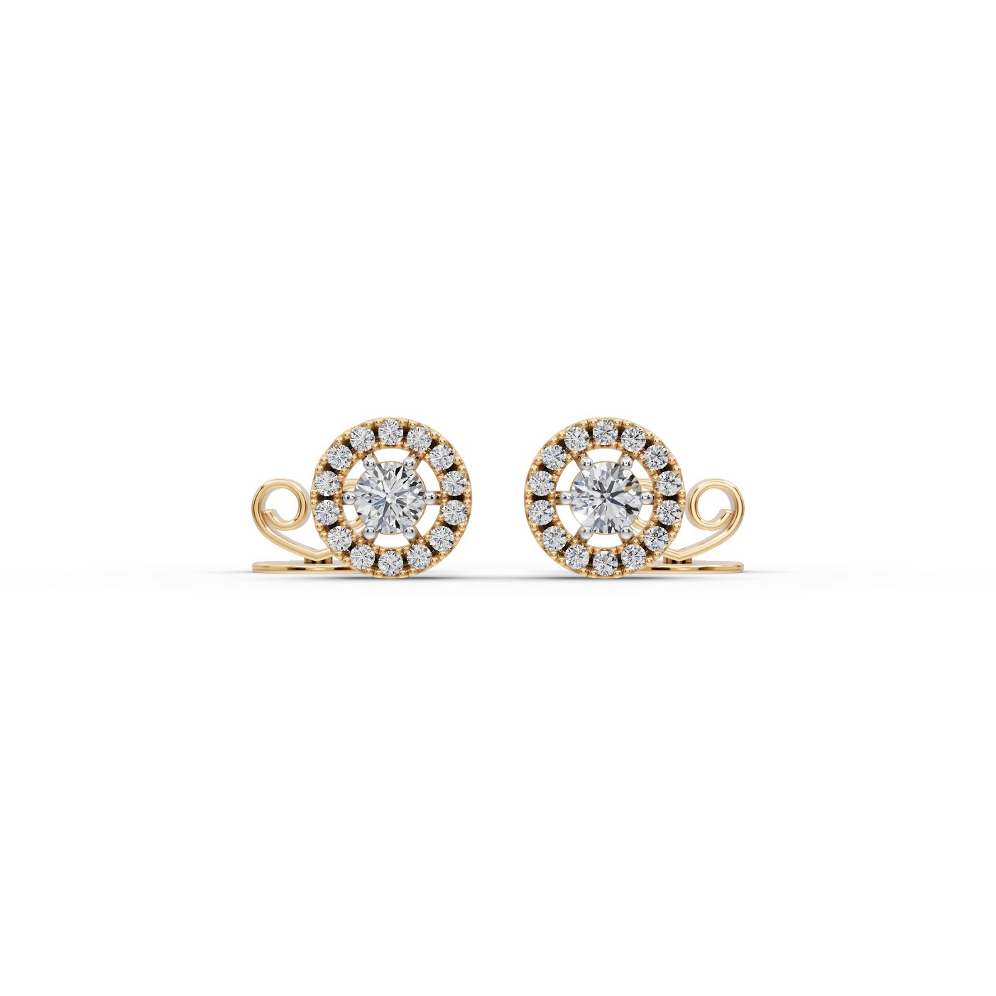 Majestic Aura Round Lab-Grown Diamond Studs Earring in yellow gold, set with lab-grown diamonds