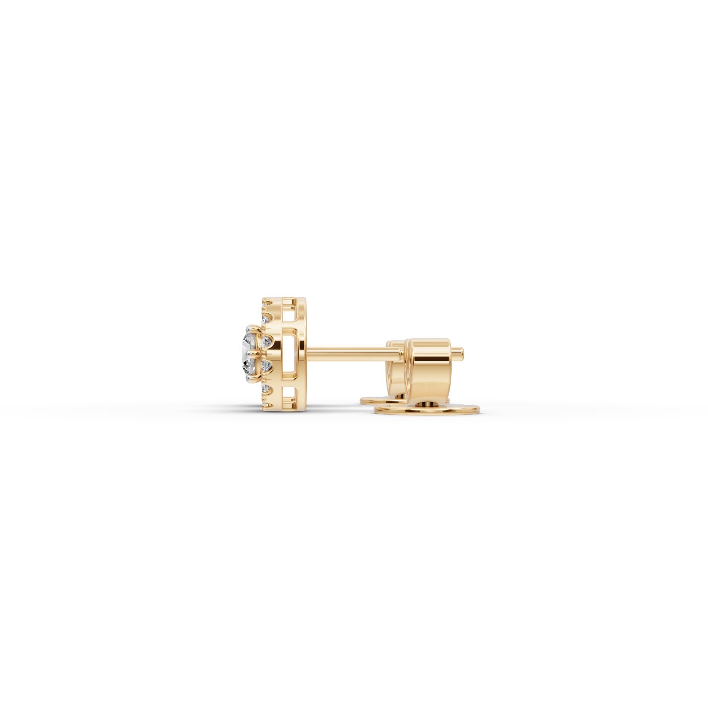 Majestic Aura Round Lab-Grown Diamond Studs Earring in yellow gold