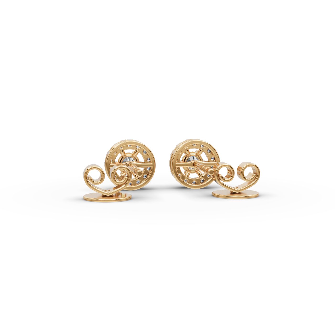 Majestic Aura Round Lab-Grown Diamond Studs Earring in yellow gold