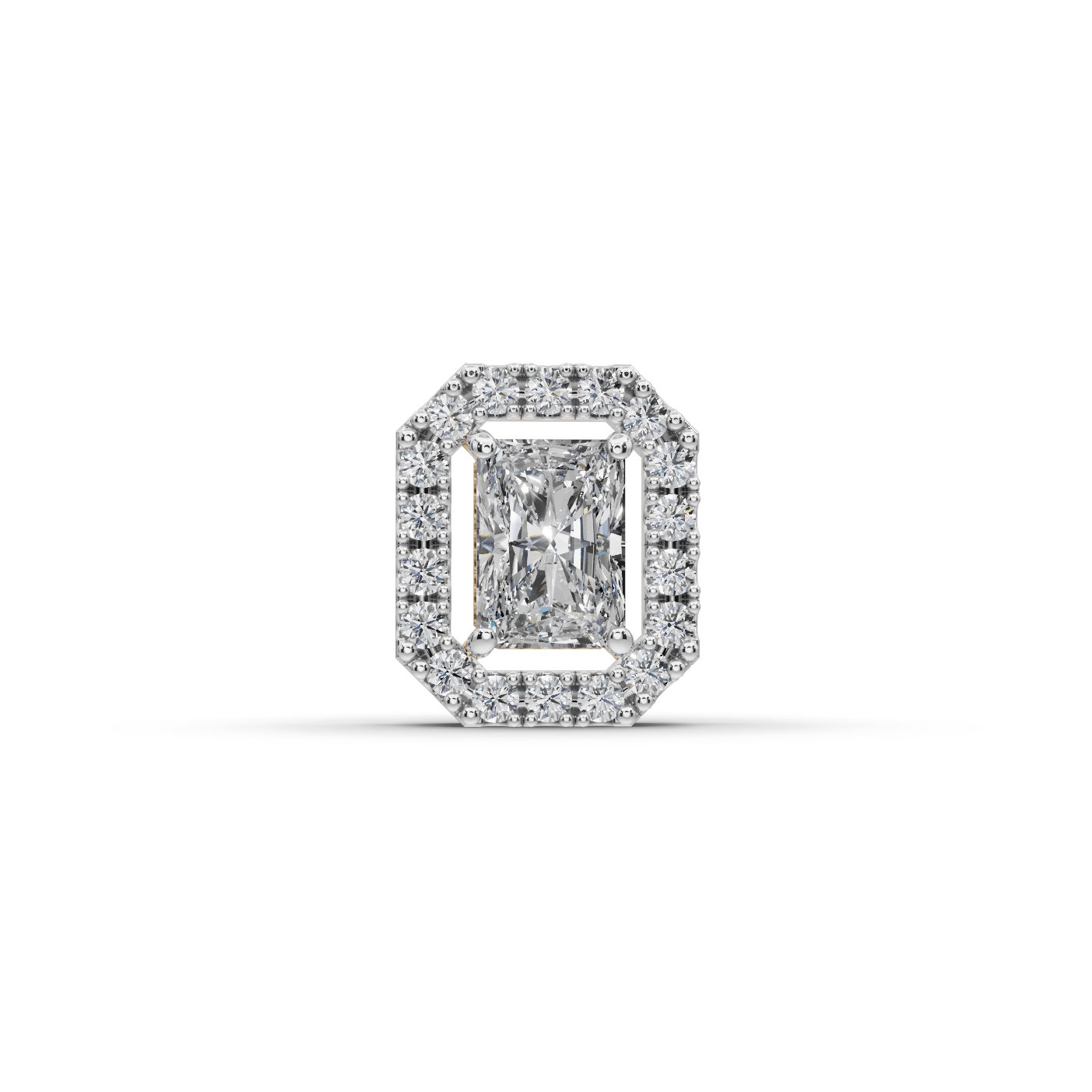 Elegant Bloom Radiant Lab-Grown Diamond Halo Pendant in yellow gold, set with lab-grown diamonds