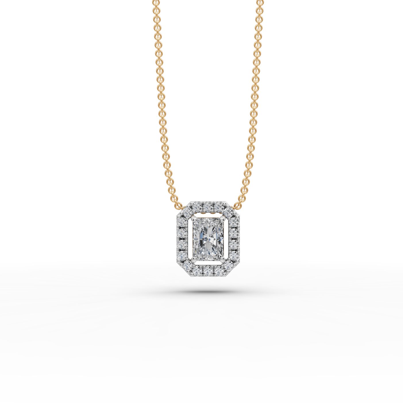 Elegant Bloom Radiant Lab-Grown Diamond Halo Pendant in yellow gold