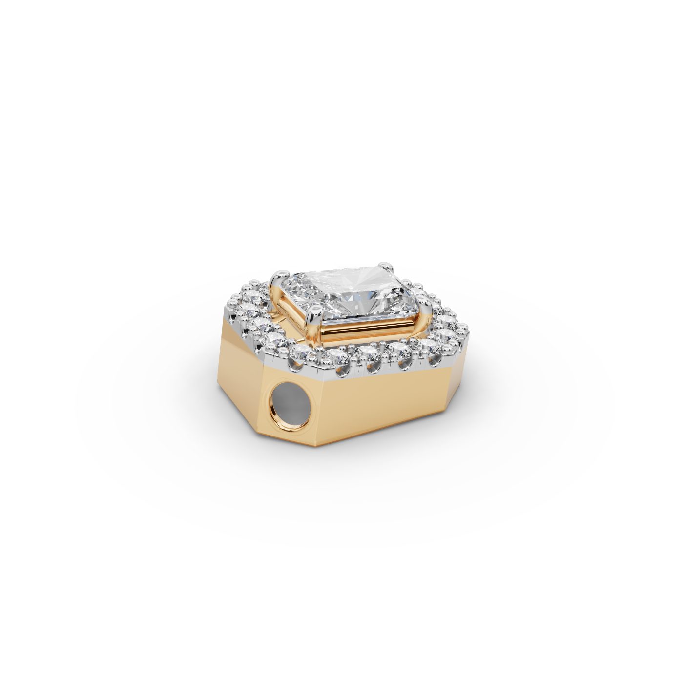 Elegant Bloom Radiant Lab-Grown Diamond Halo Pendant in yellow gold
