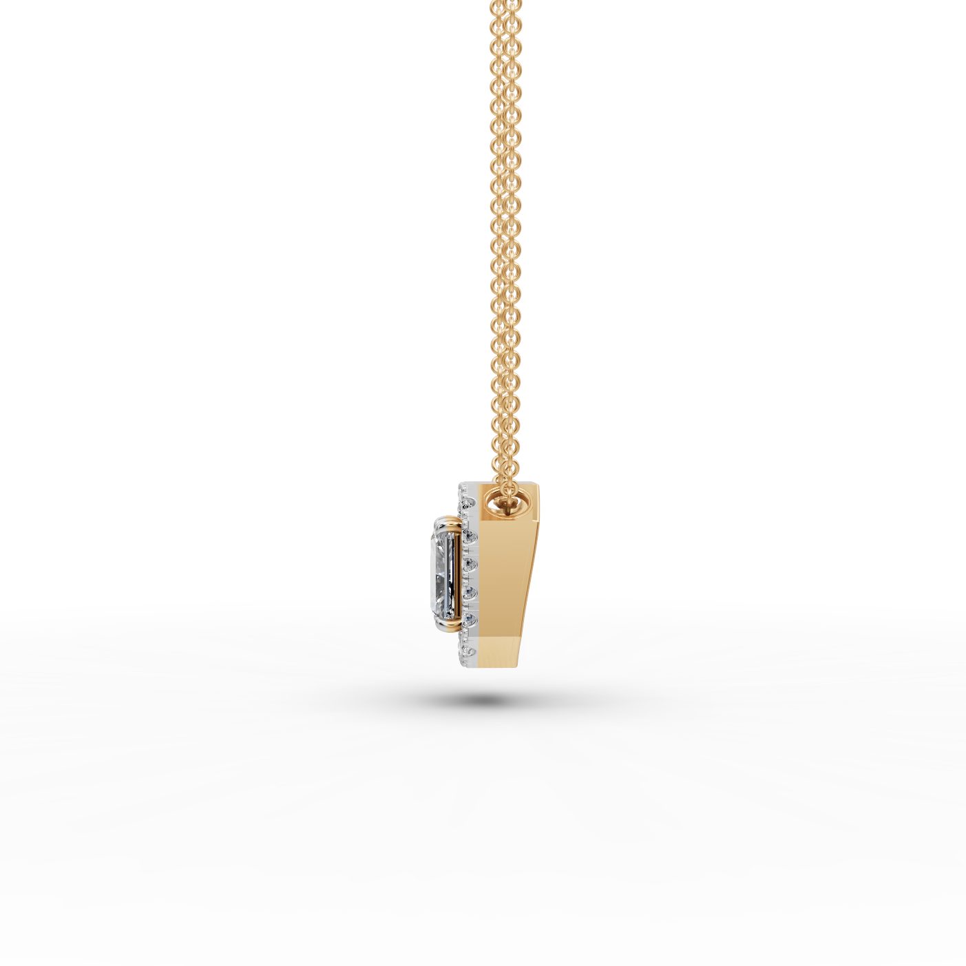 Elegant Bloom Radiant Lab-Grown Diamond Halo Pendant in yellow gold
