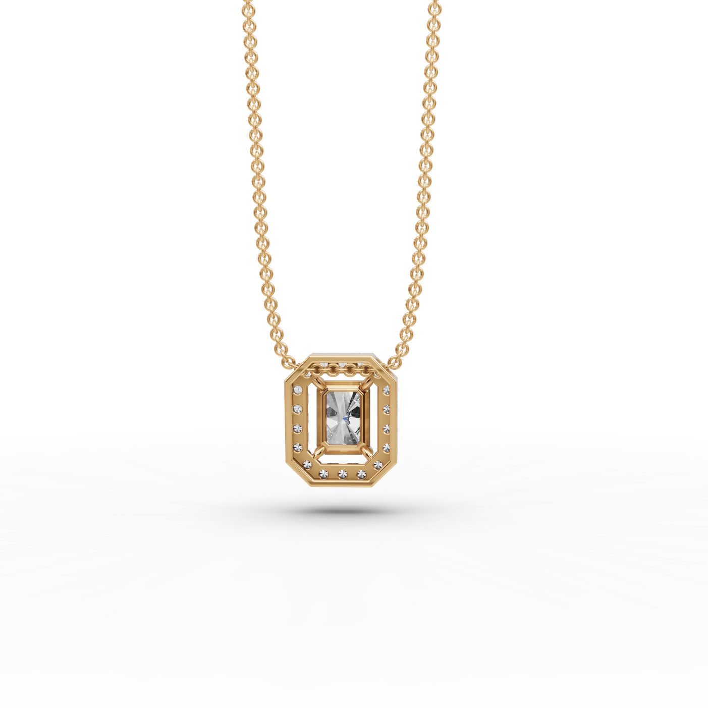 Elegant Bloom Radiant Lab-Grown Diamond Halo Pendant in yellow gold