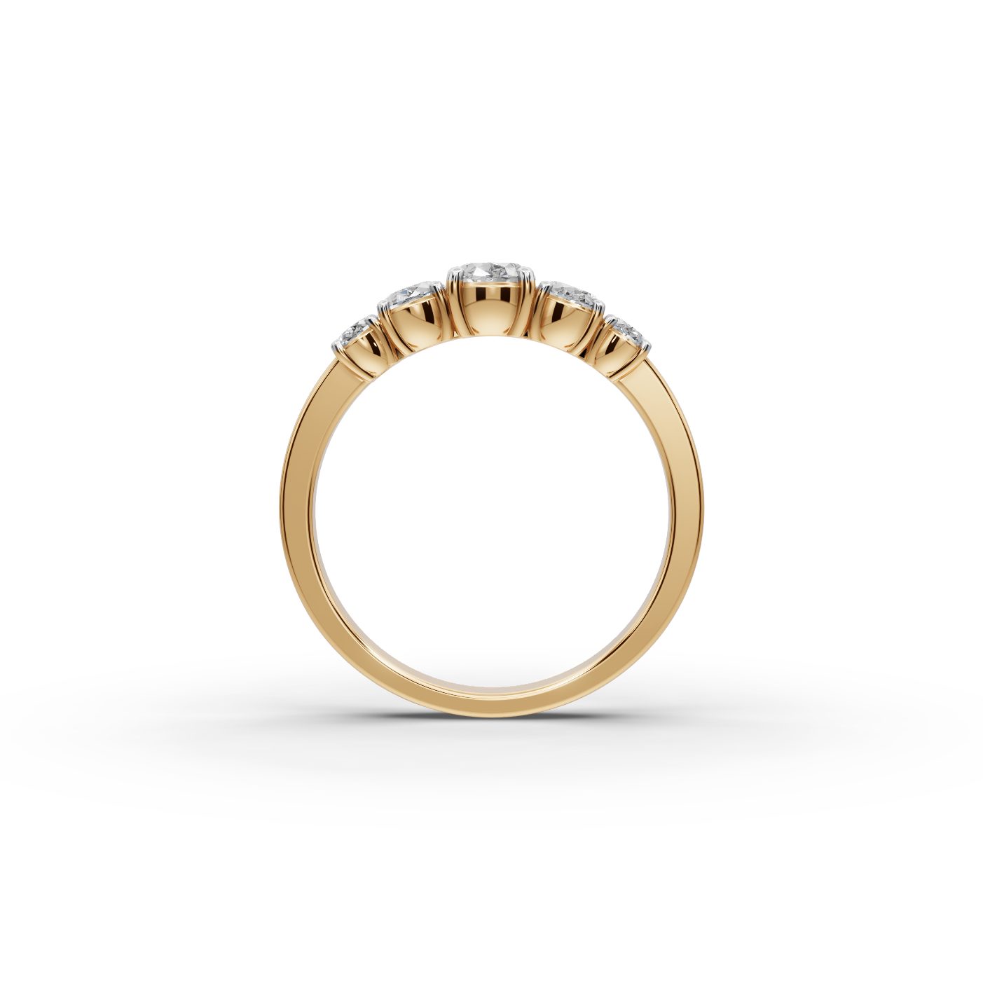 Radiant Whisper Oval Lab-Grown Diamond Five Stone Ring in yellow gold