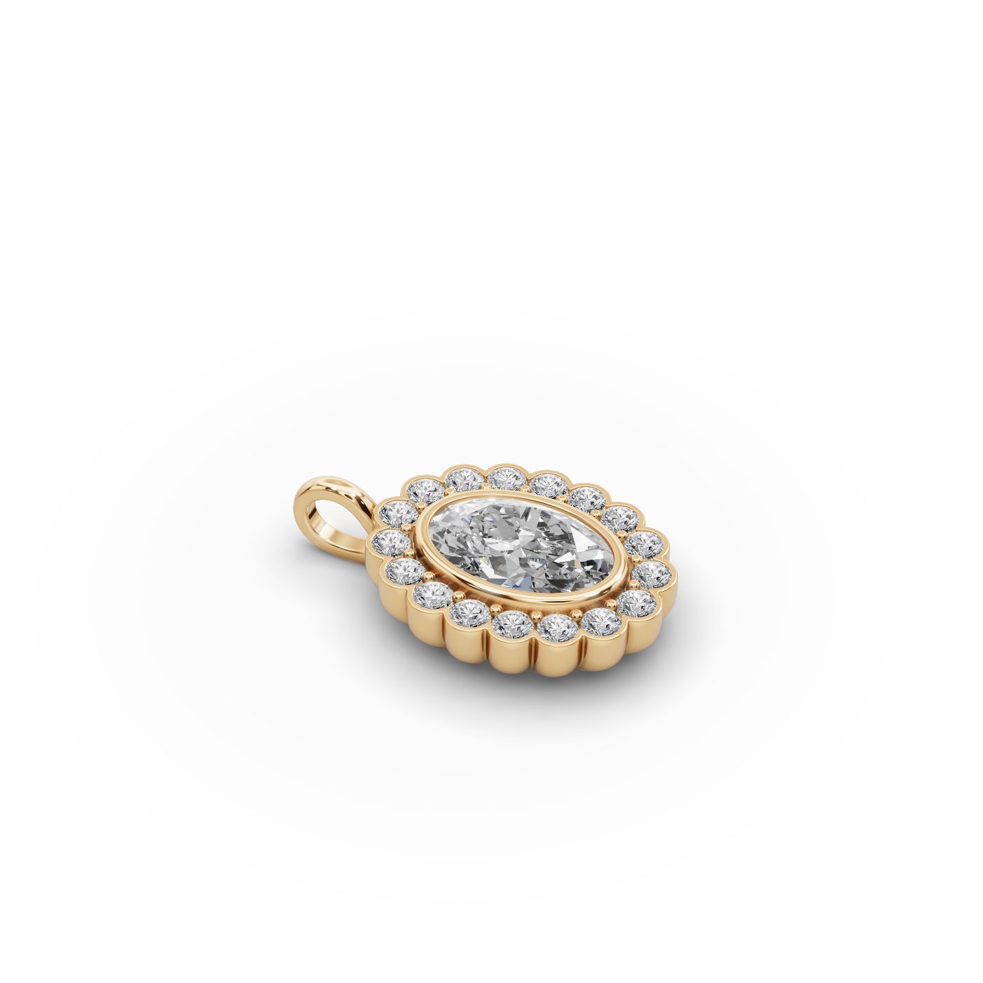 Elegant Dew Oval Lab-Grown Diamond Halo Pendant in yellow gold
